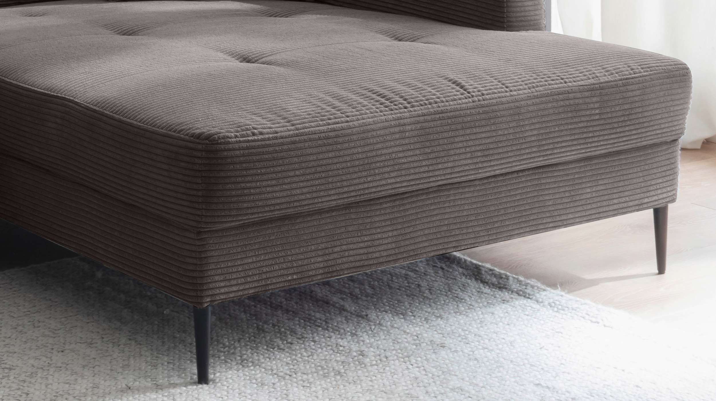 Ecksofa Cord grau 276 x 173 cm - OT rechts - SUMMER