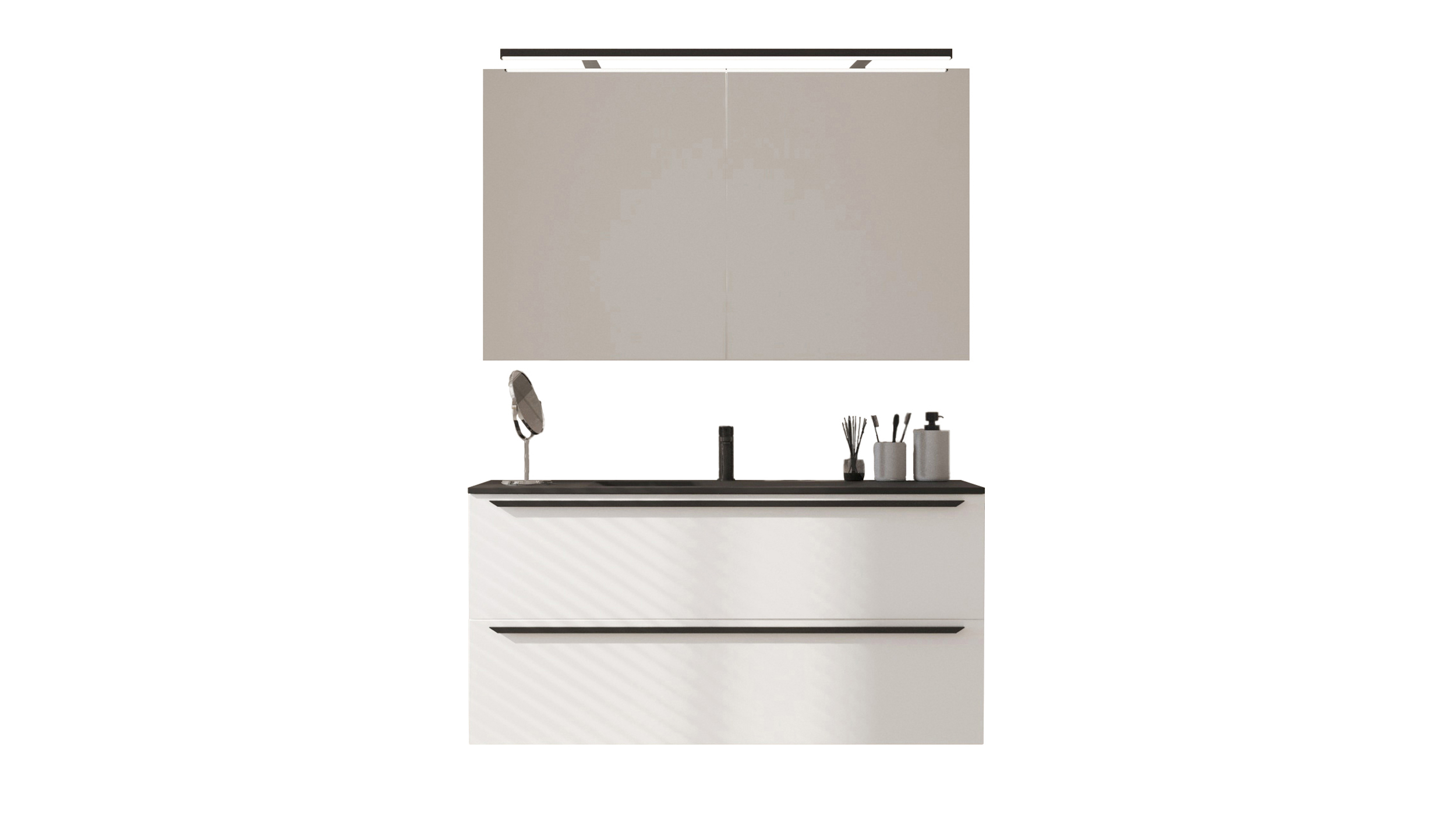 Badmöbel-Set weiß glanz - 2 Teile - Waschtisch 120 cm - FERNANDA