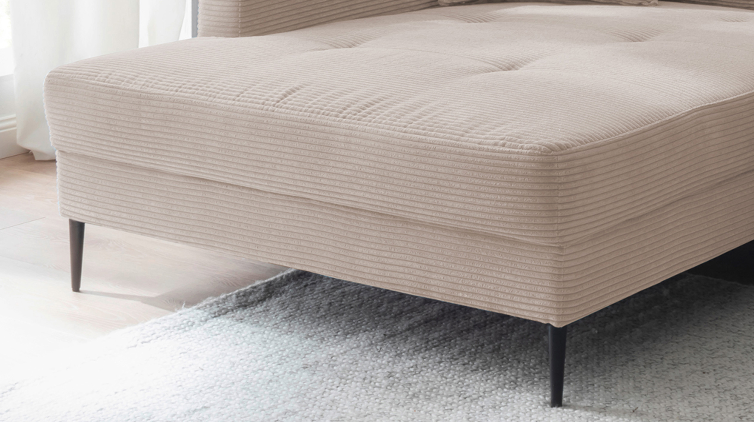 Ecksofa Cord beige 276 x 173 cm - OT links - SUMMER