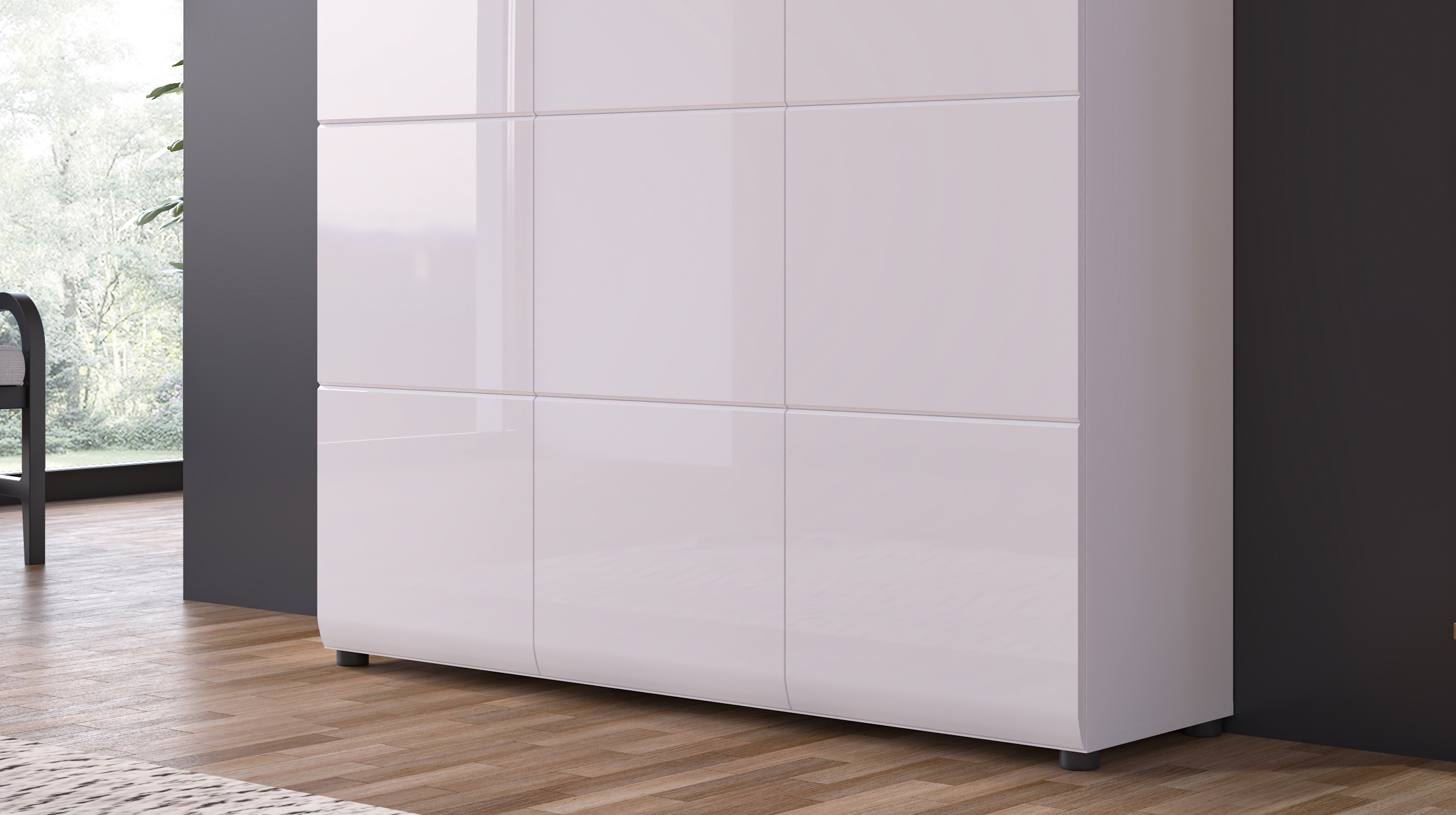 Schuhschrank weiß hochglanz 135 cm x 120 cm - MERANO