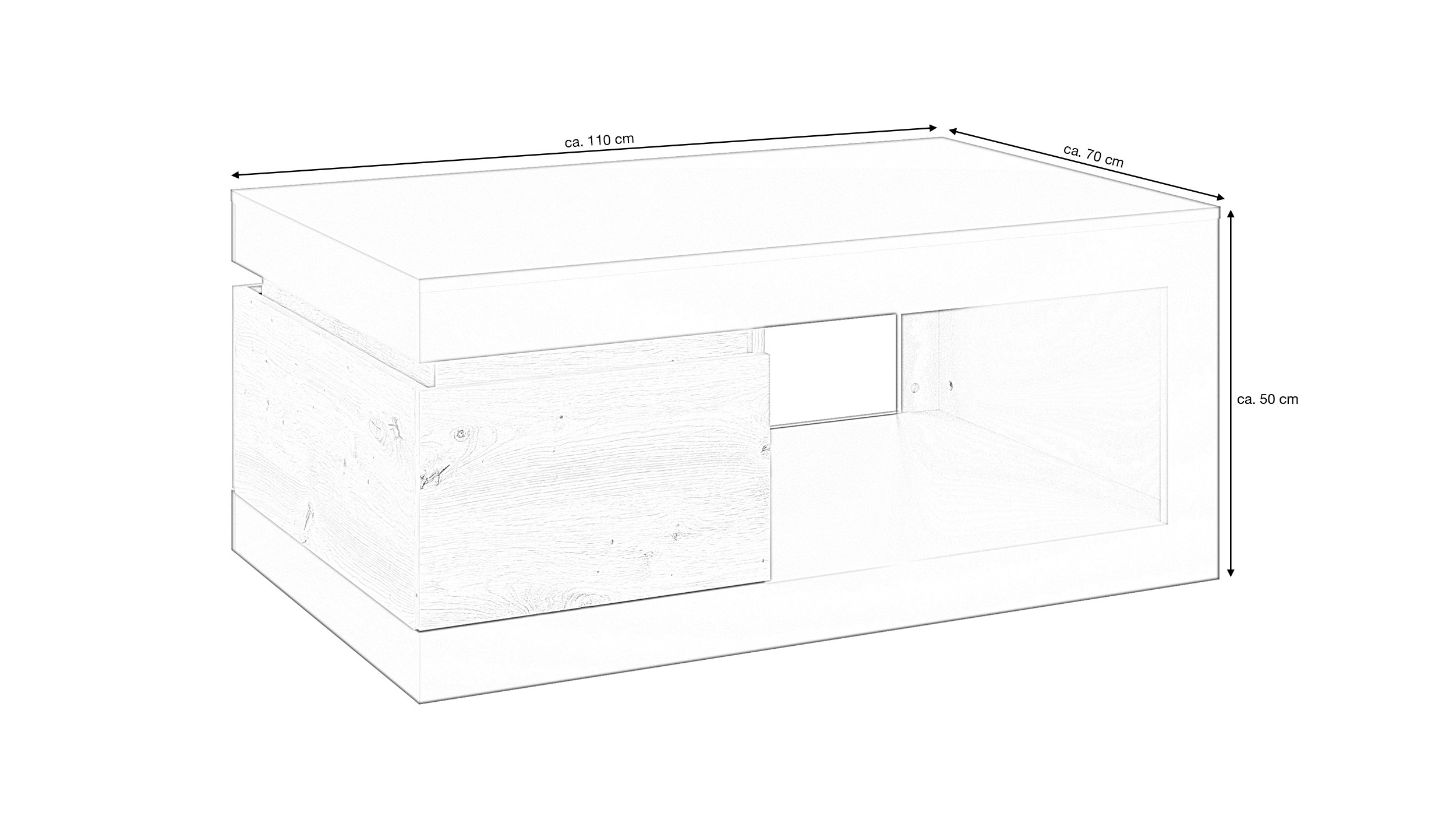 Couchtisch grau - Artisan Eiche - 110 x 70 cm - LUCI