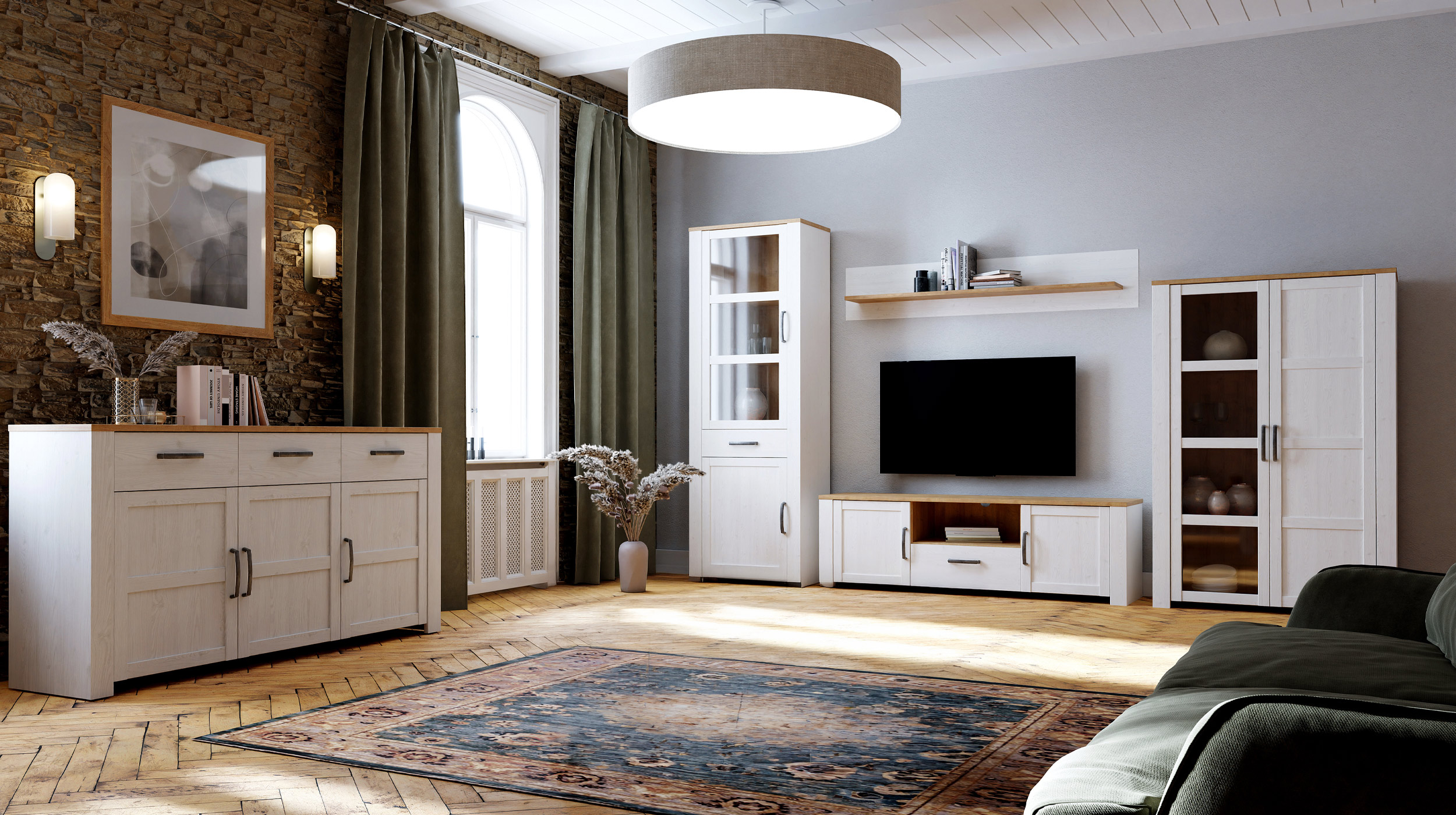 Sideboard mit 3 Schubladen Sibiu Lärche - Eiche - 166 cm - BOHOL