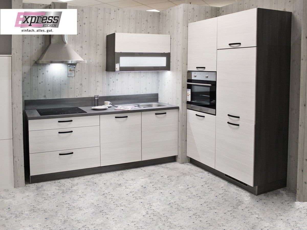 Eckküche 210 + 120 cm - inkl. Geschirrspüler - Küchenfronten matt - PLAN