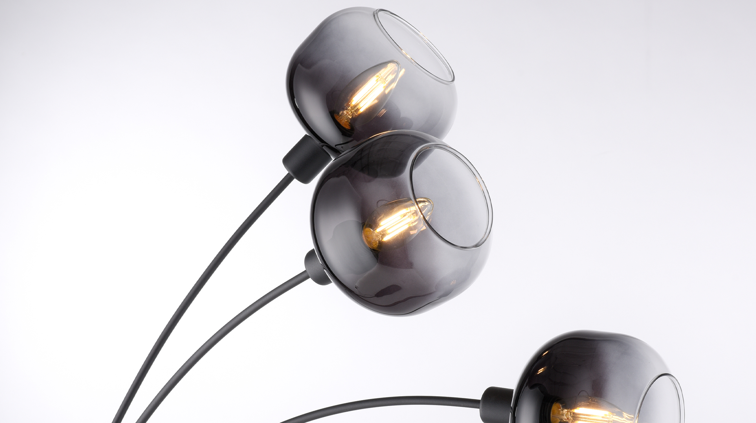 Stehlampe schwarz 160 cm Rauchglasschirm 3-Flammig - ZEA