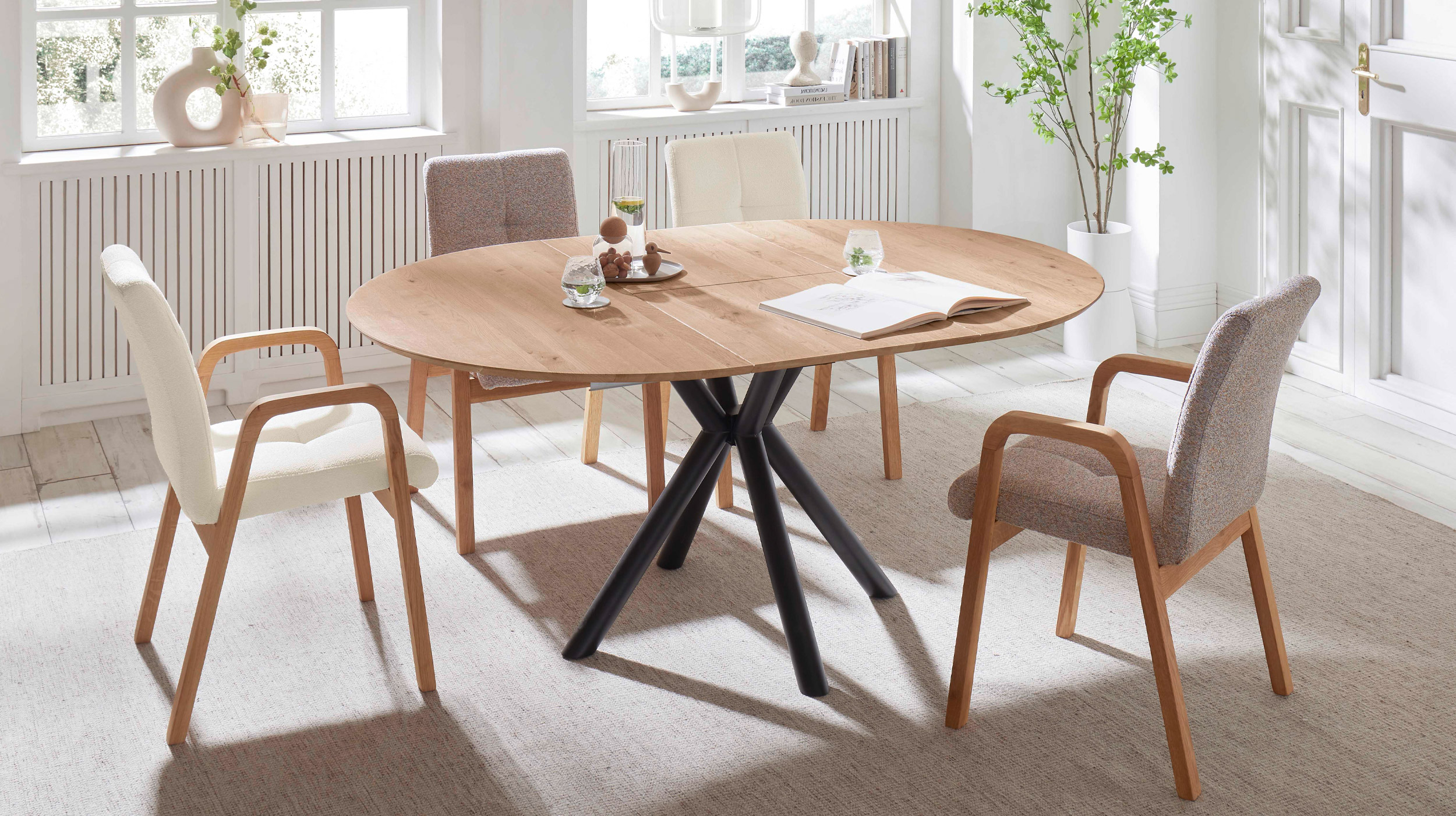 Esstisch Massivholztisch 120 cm rund Wildeiche geölt - ARVID