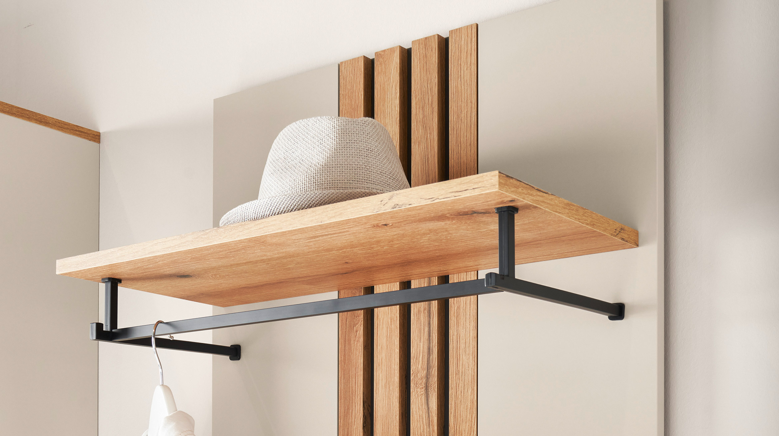 Wandgarderobe Paneele beige Evok Eiche 60 cm - LITUMO