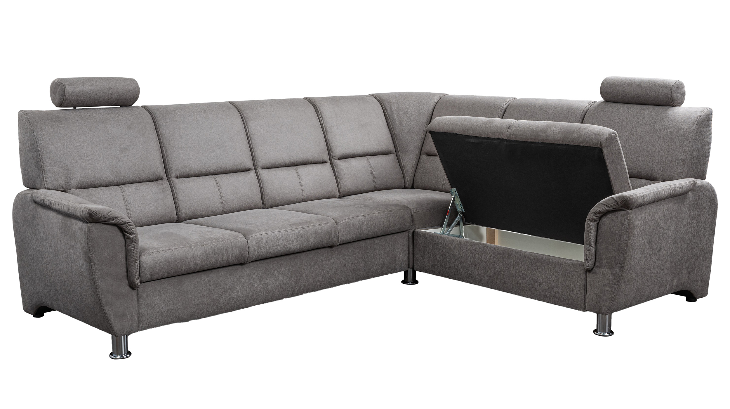 Ecksofa mit Schlaffunktion grau Bettkasten 270 cm - NEVADA 