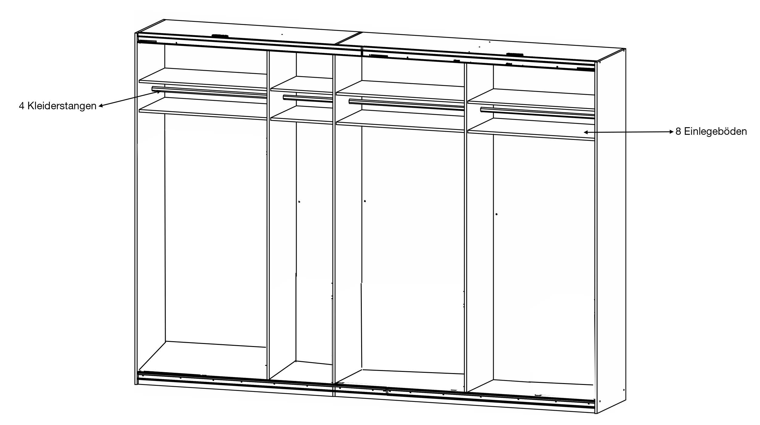 Schwebetürenschrank weiß Spiegel 315 cm - rauch - SYNCRONO-A
