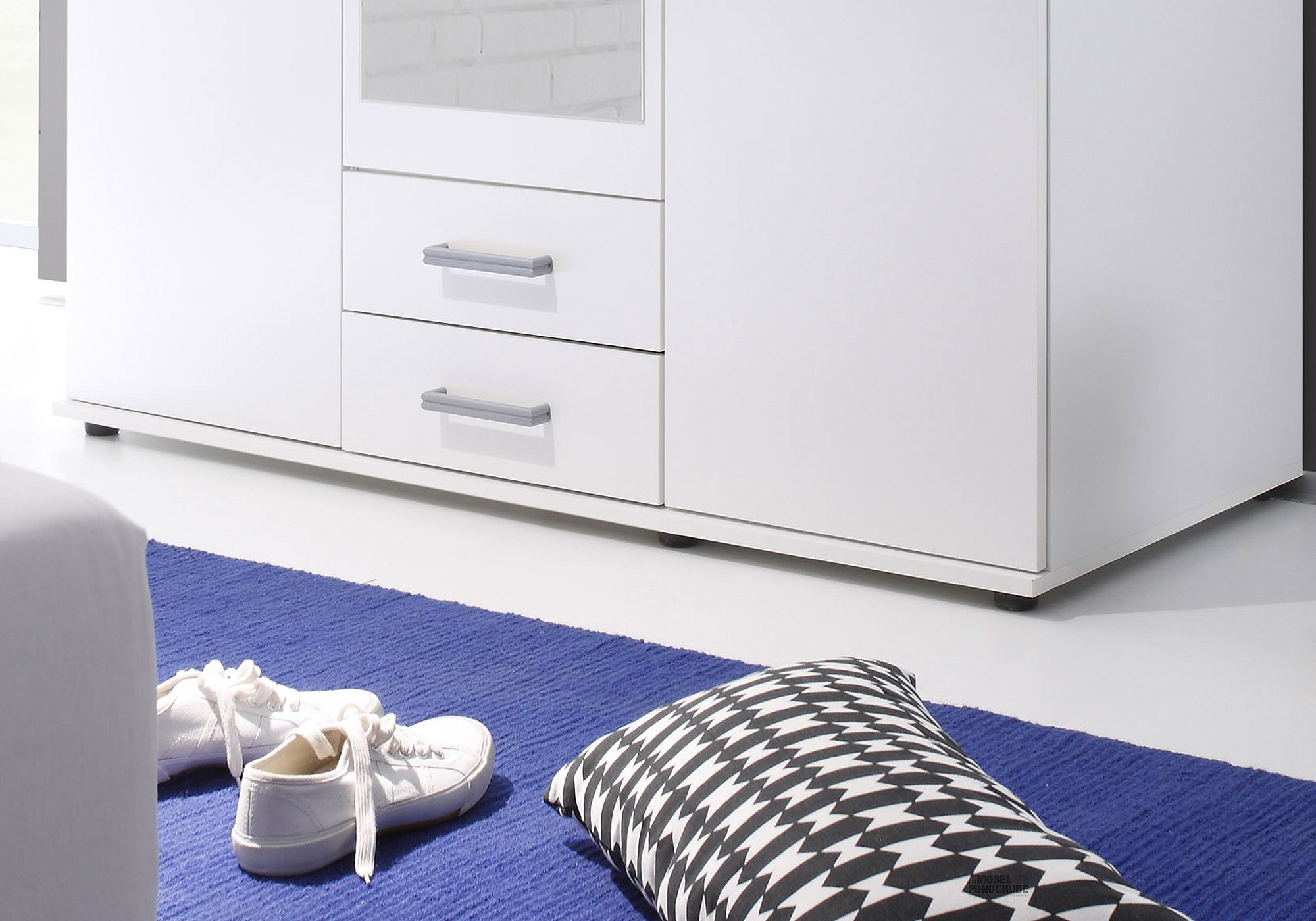 Kleiderschrank mit Spiegel - weiß - 120 cm - KARL