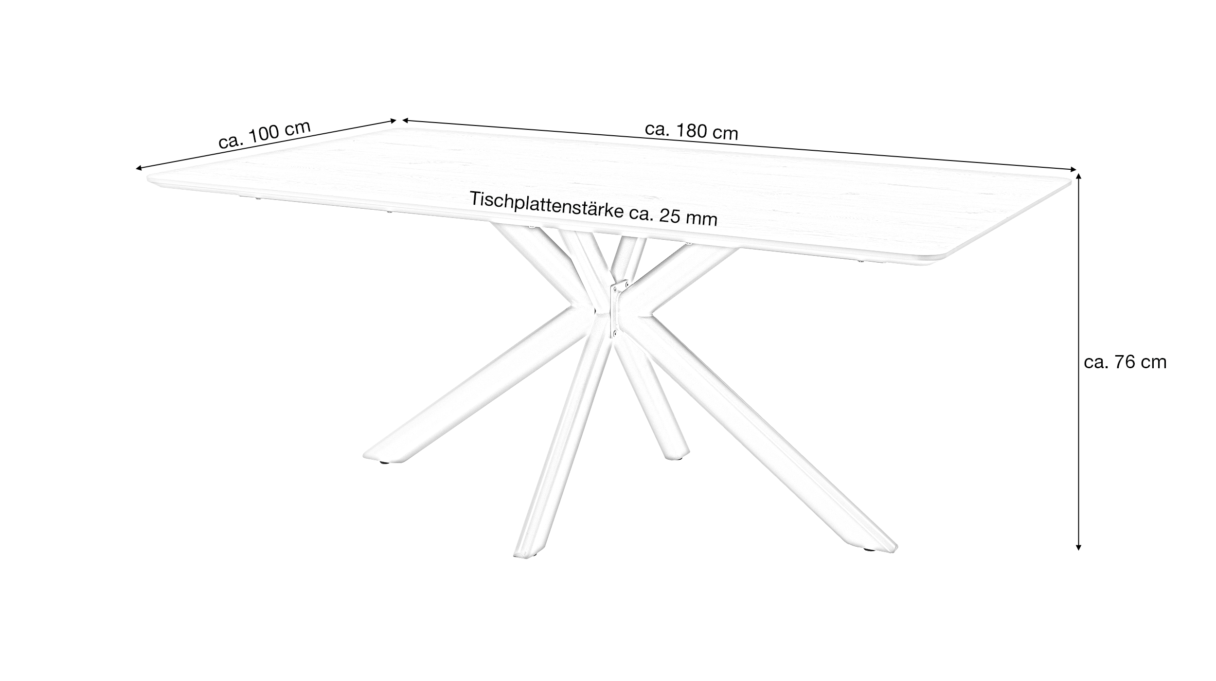 Esstisch 180 x 100 cm Eiche natur Metallgestell - LIVIA 