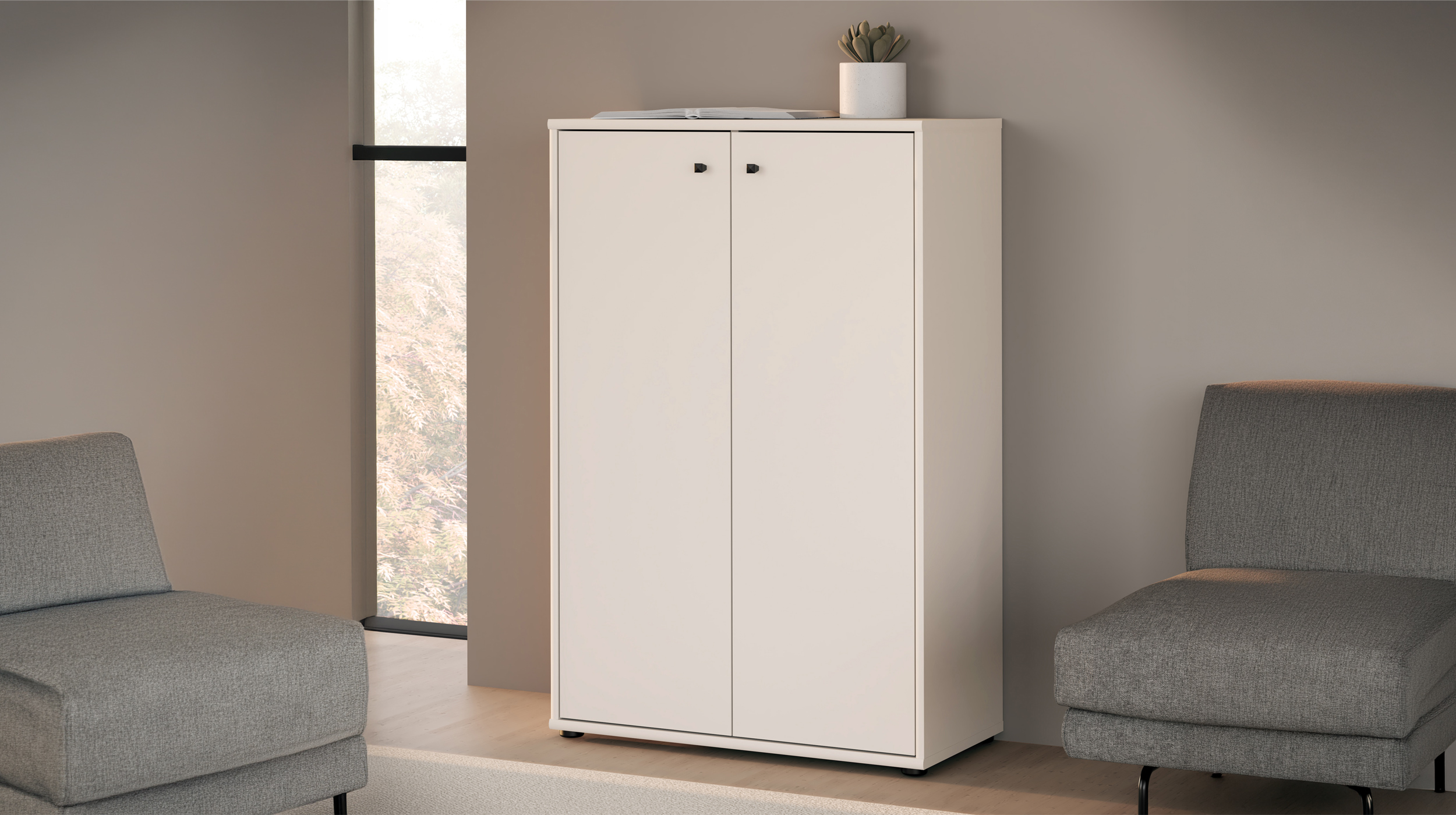 Kommode beige 111 cm - 2-türig - TEMPRA