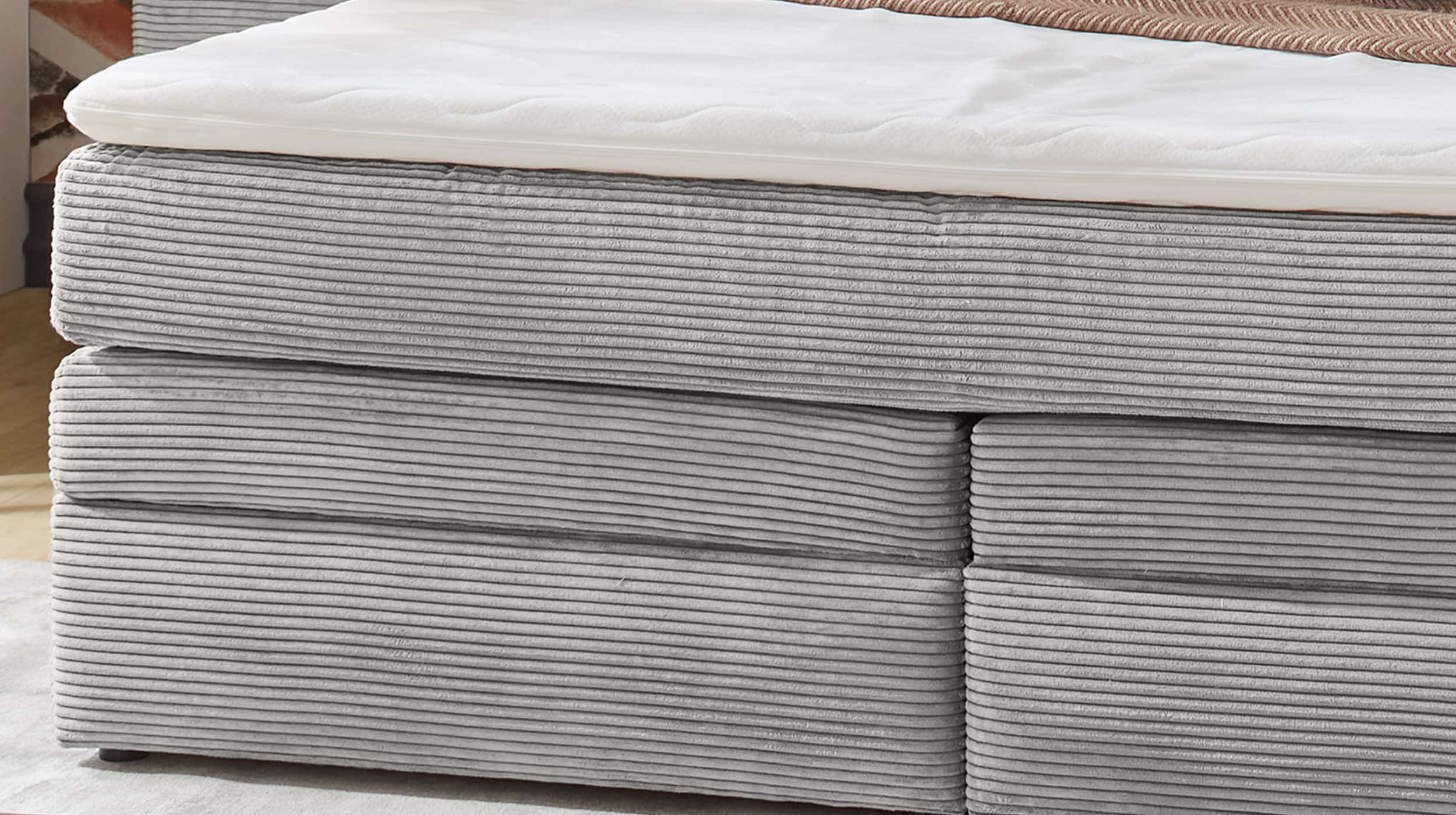 Boxspringbett Cord hellgrau 180 x 200 cm mit Bettkasten - AMY