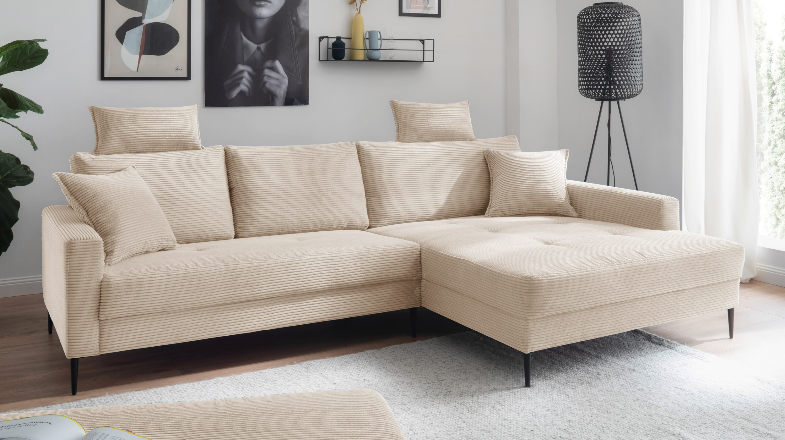 Kopfstütze Cord creme - 75 x 52 cm - SUMMER