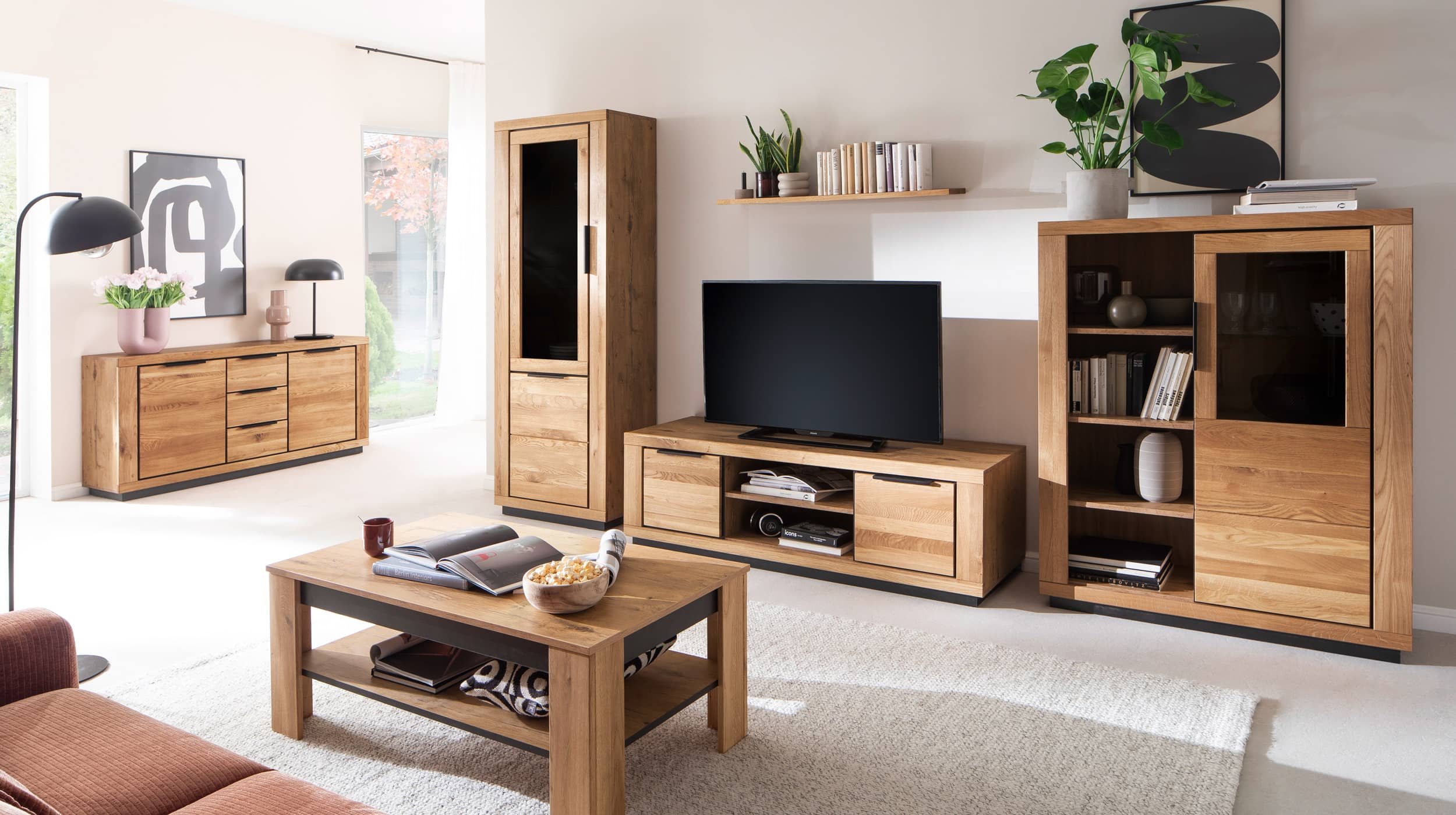 Sideboard mit 3 Schubladen Wildeiche geölt 163 cm - GRENO