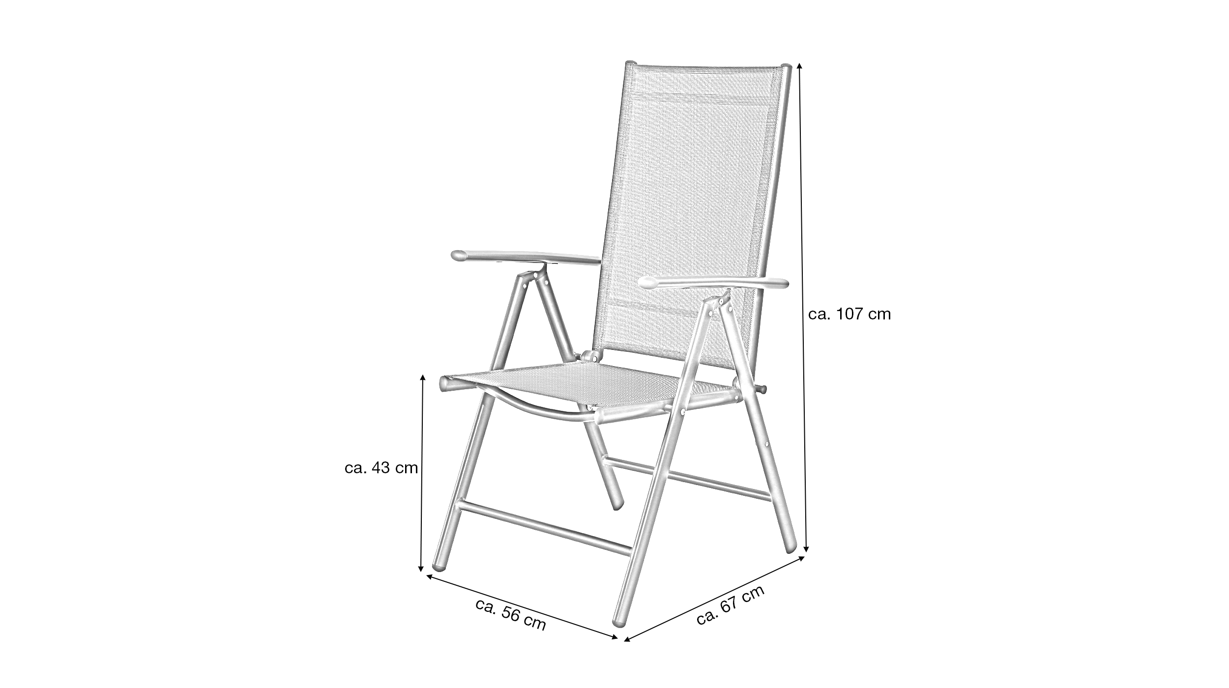 Gartenstuhl mit Armlehnen verstellbar schwarz - ELANO