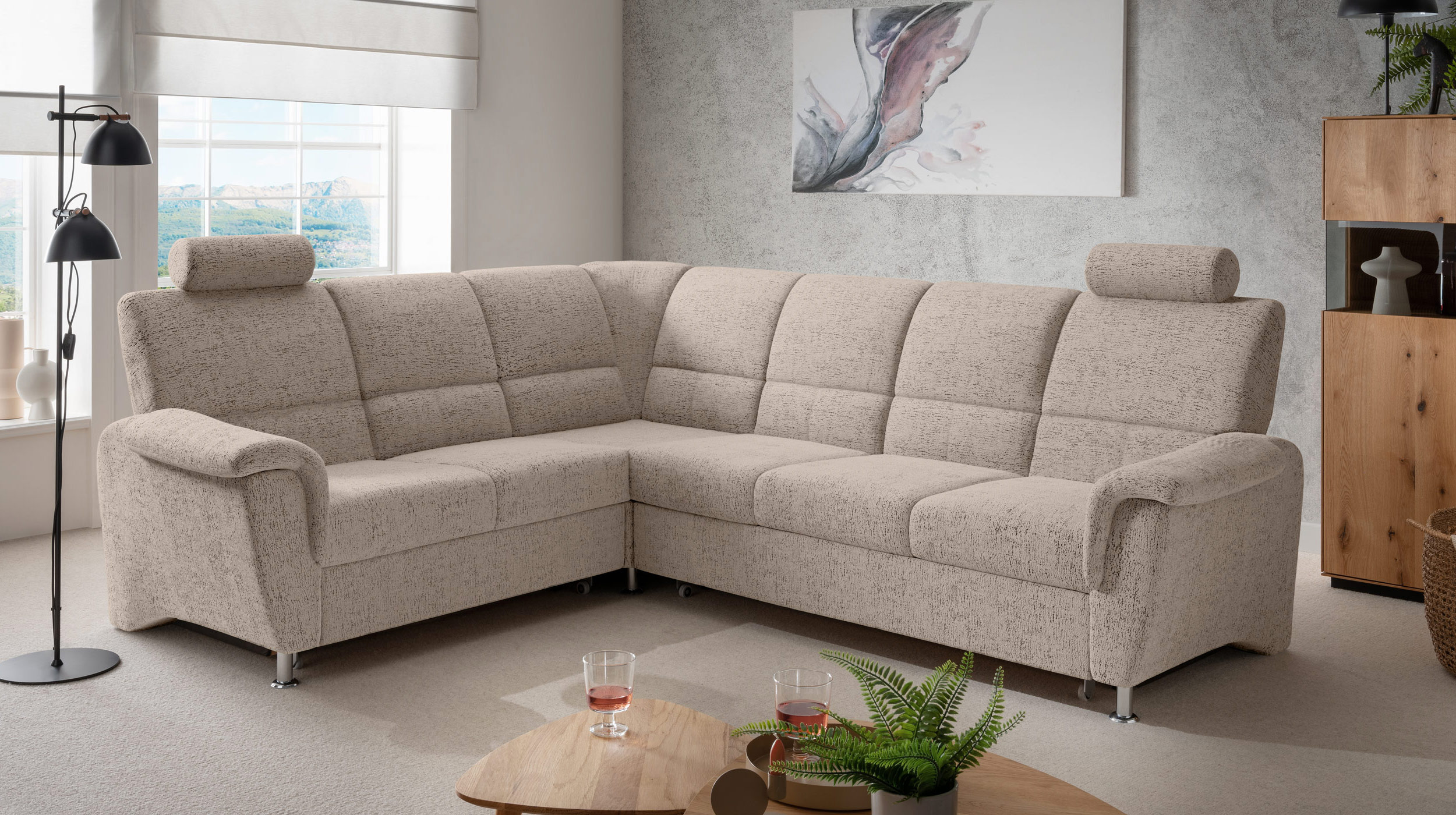 Ecksofa braun Schlaffunktion Bettkasten 271 x 224 cm - VELARO