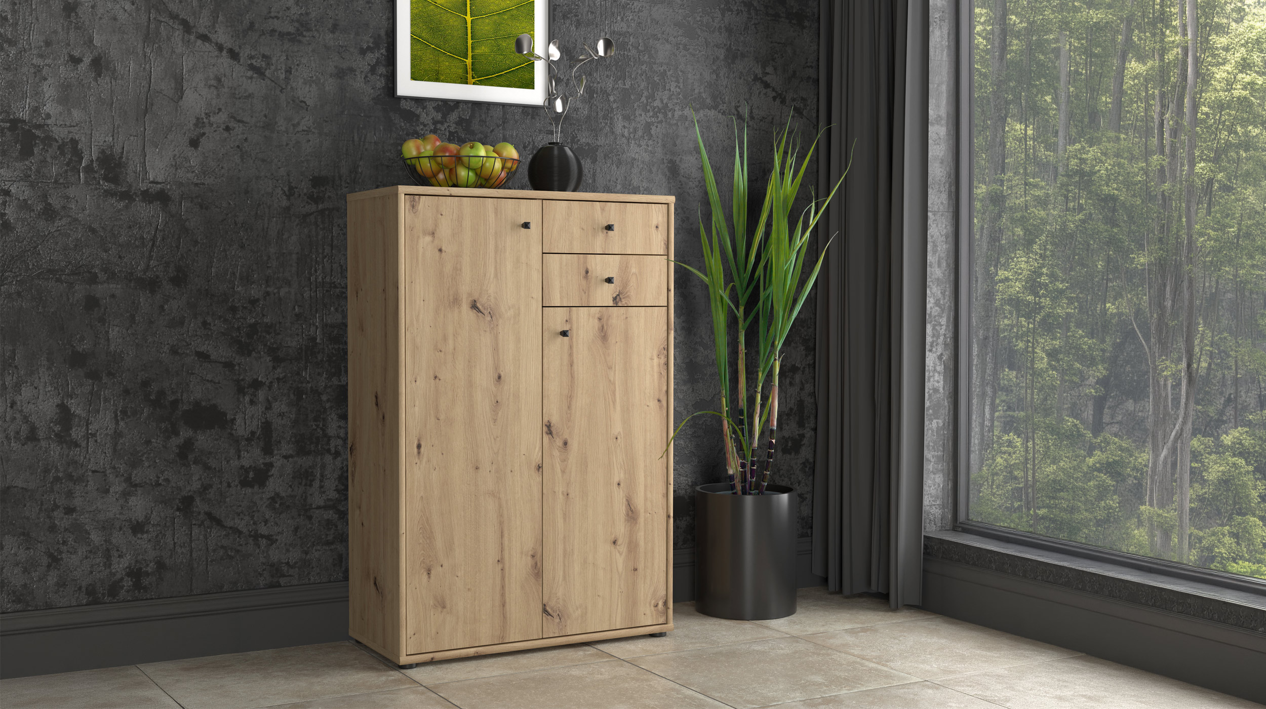 Kommode mit Schubladen Artisan Eiche 74 cm - TEMPRA