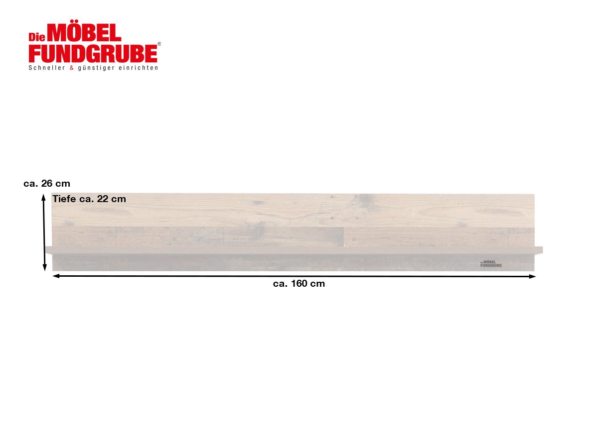Wandboard Old Wood Beton - grau 160 cm - CLIF