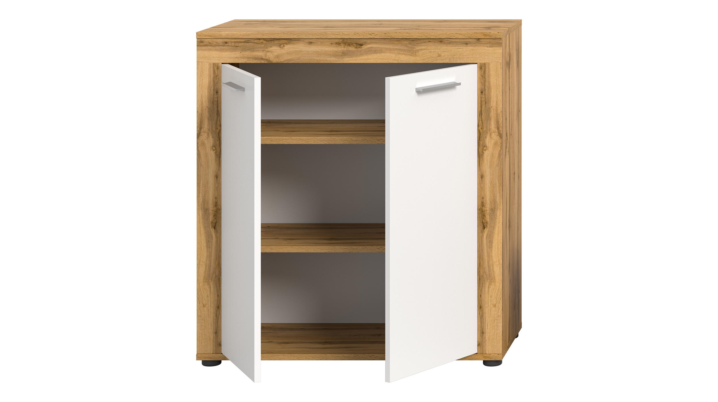 Kommode mit 2 Türen weiß Wotan Eiche 80 x 35 cm - JAM