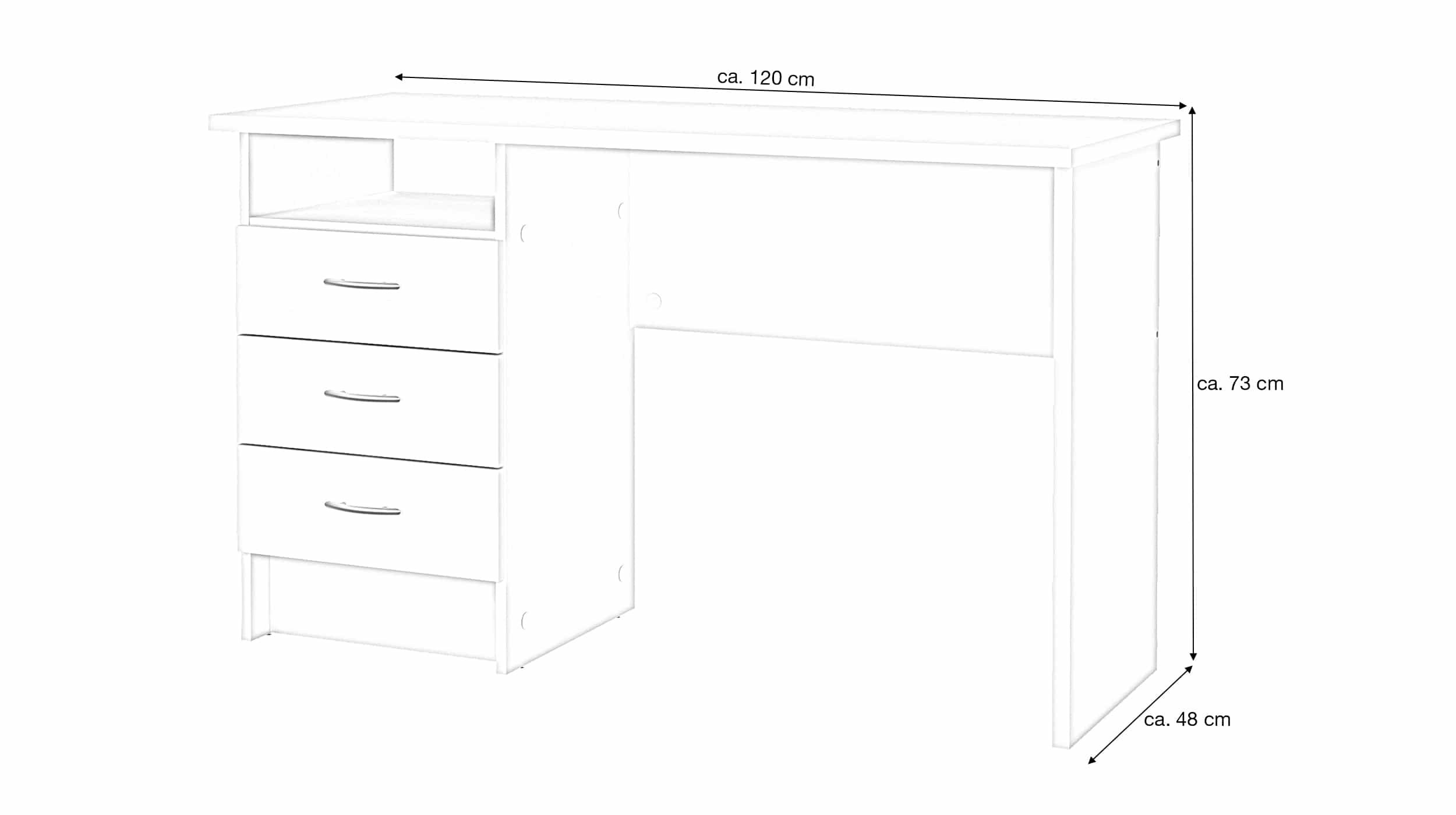 Computerschreibtisch mit 3 Schubladen 120 cm - FUNCTION PLUS