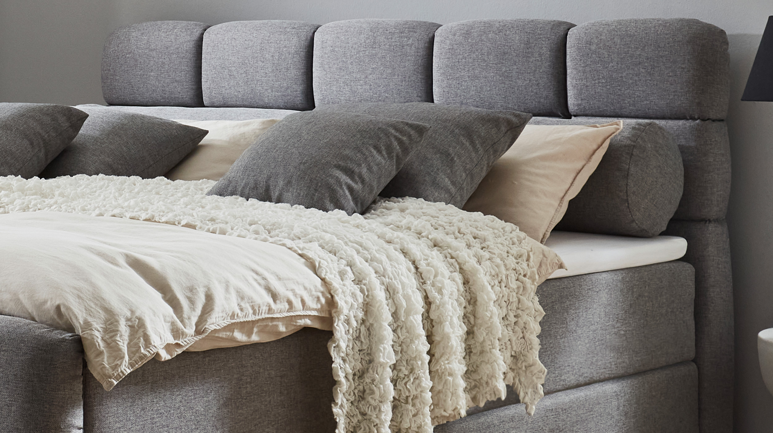 Boxspringbett 180 x 200 cm Bettkasten Webstoff grau - CORVIN