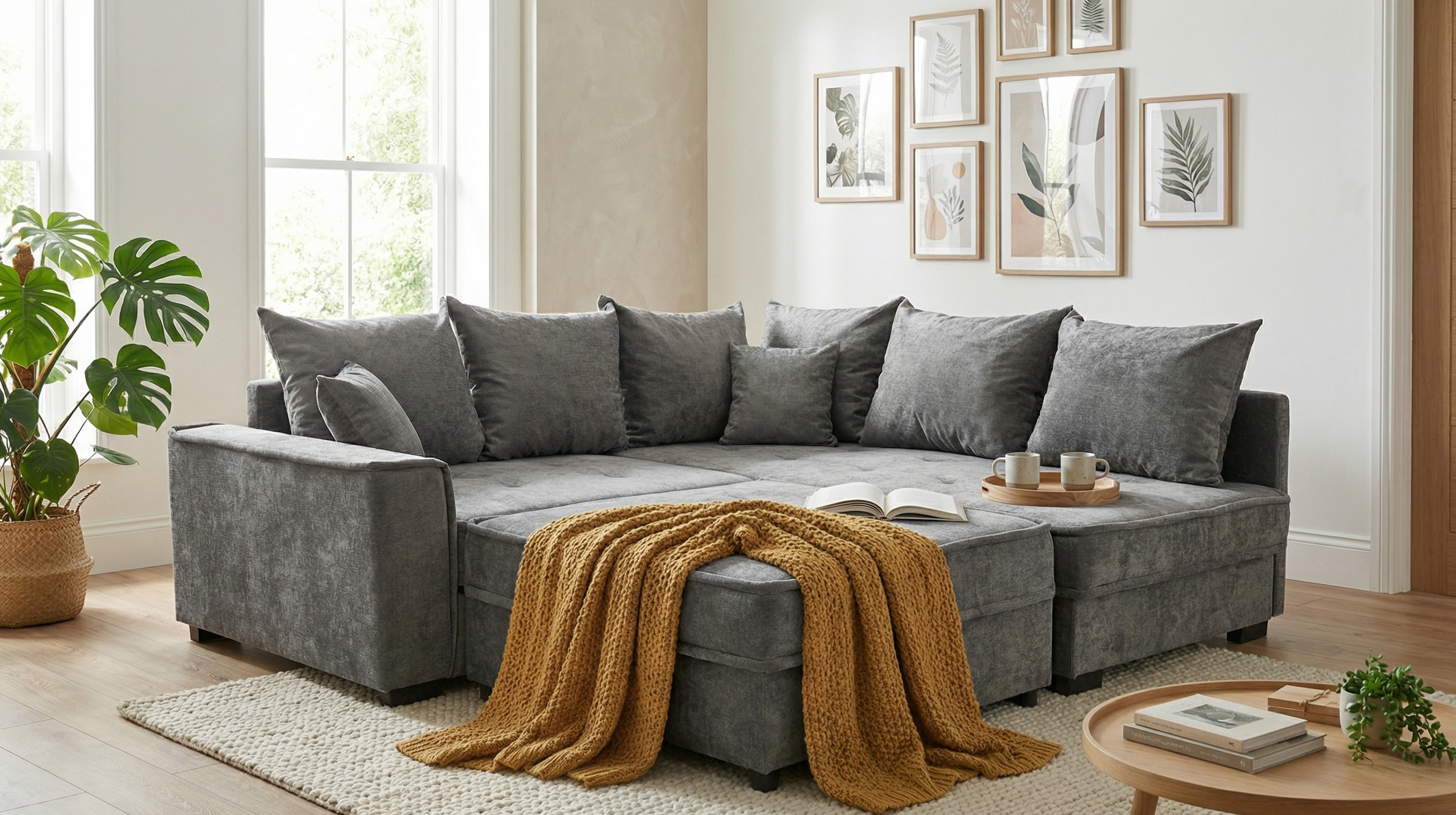 Ecksofa mit Bettkasten anthrazit 232 x 194 cm - MONTEVIDEO