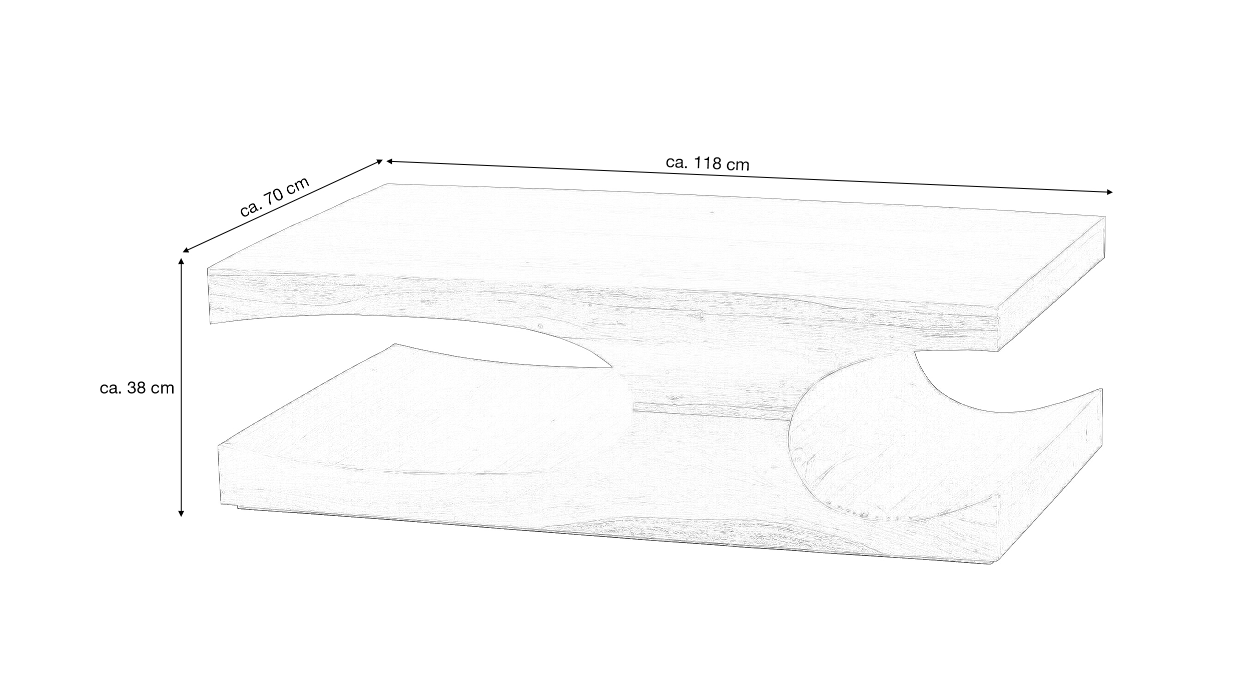 Couchtisch Sheesham massiv gebeizt 118 x 70 cm - SKADI 