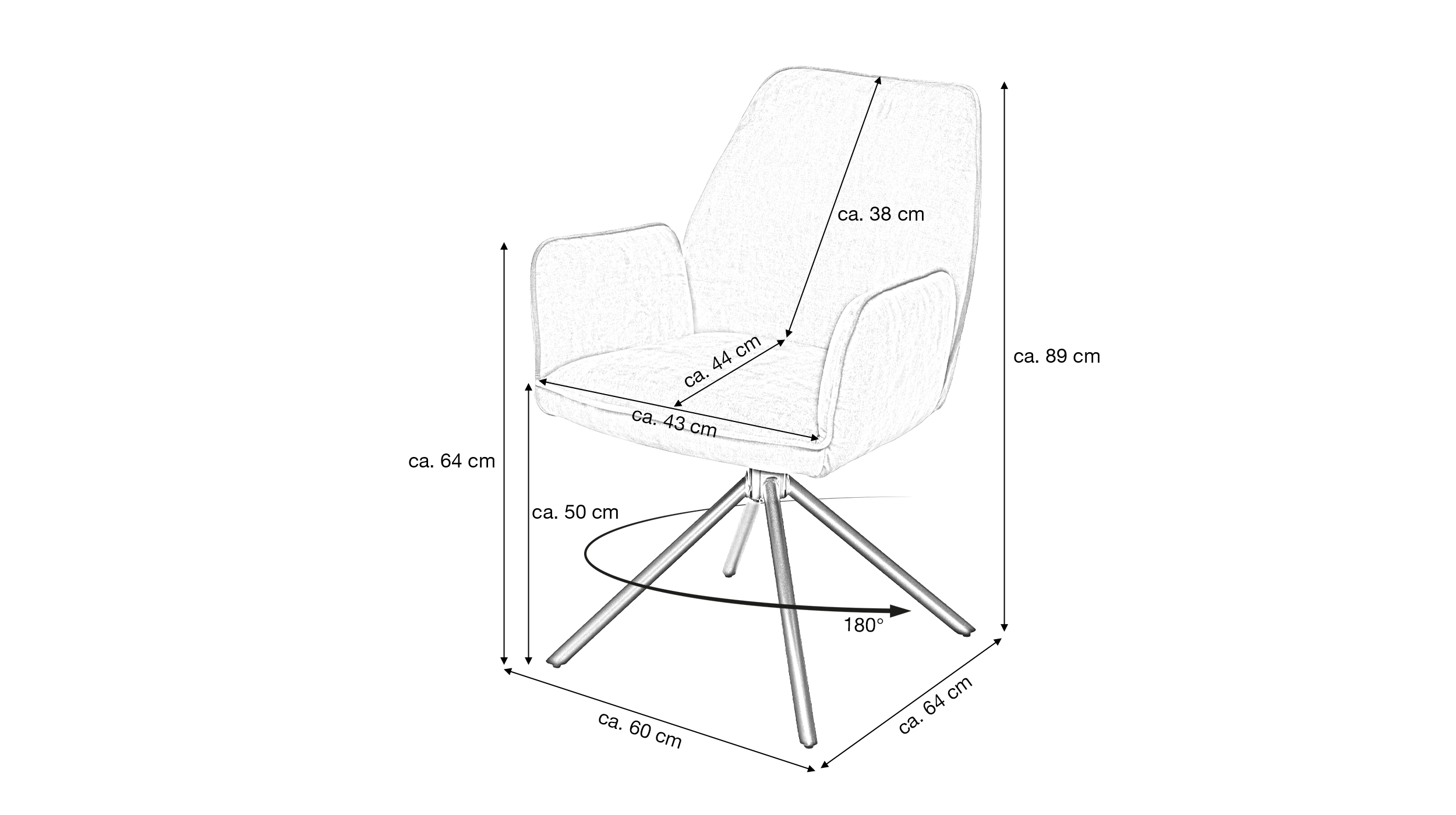 Armlehnstuhl olive Drehstuhl Veloursoptik - OTTAWA