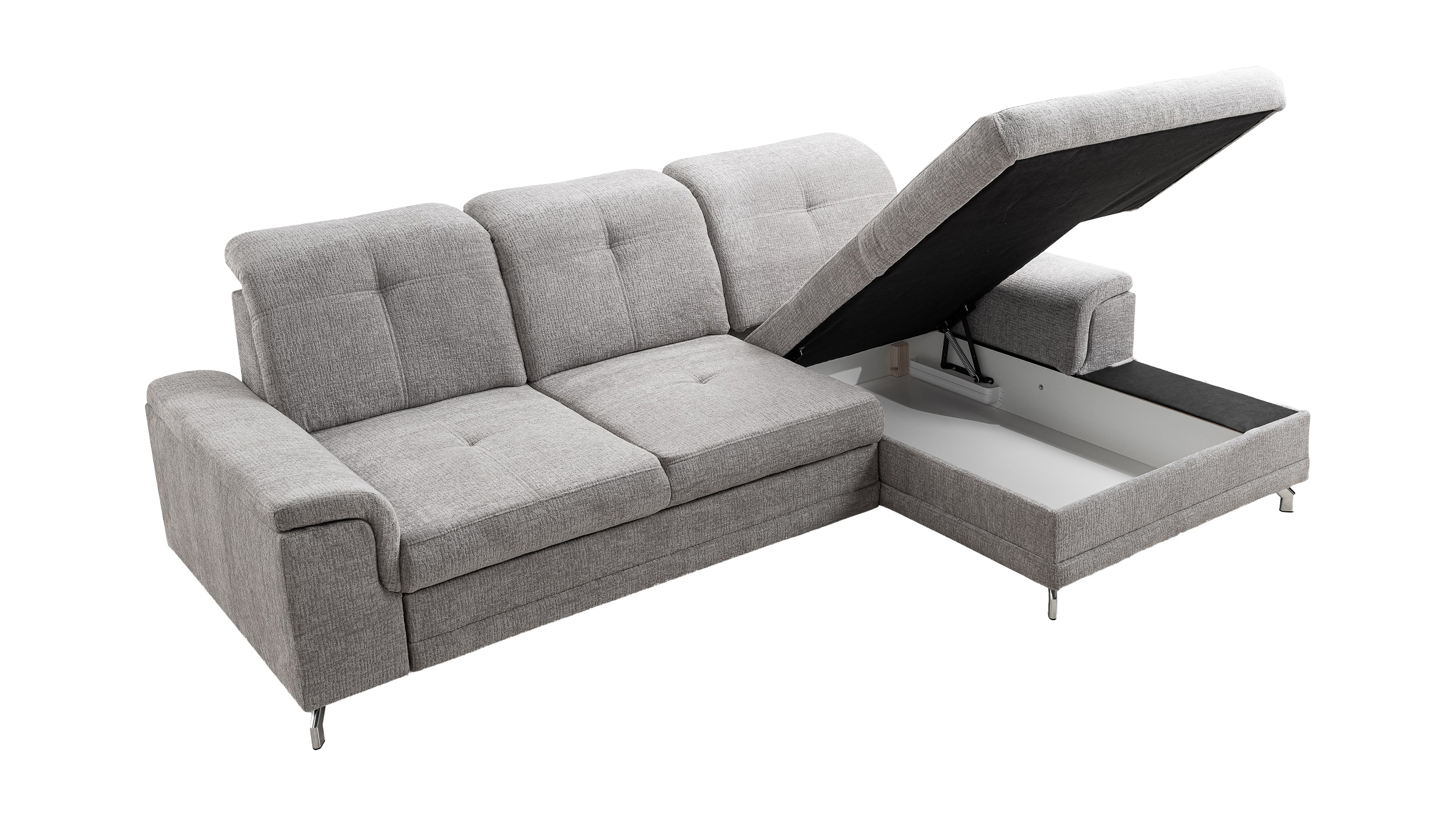 Ecksofa mit Schlaffunktion grau 270 x 180 cm - Bettkasten - BRITTA