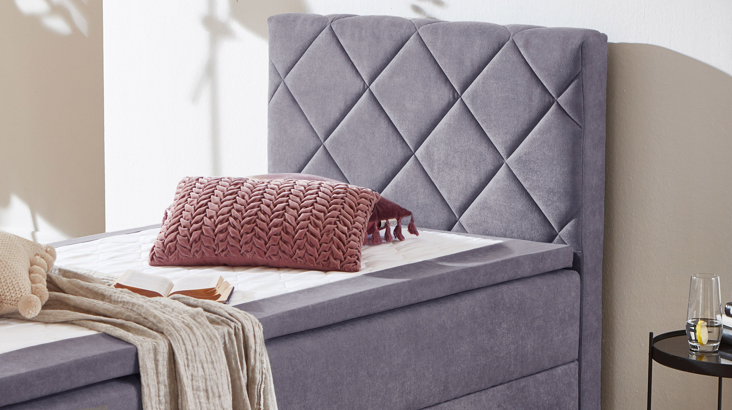 Boxbett 100 x 200 cm grau mit Bettkasten - JEFF