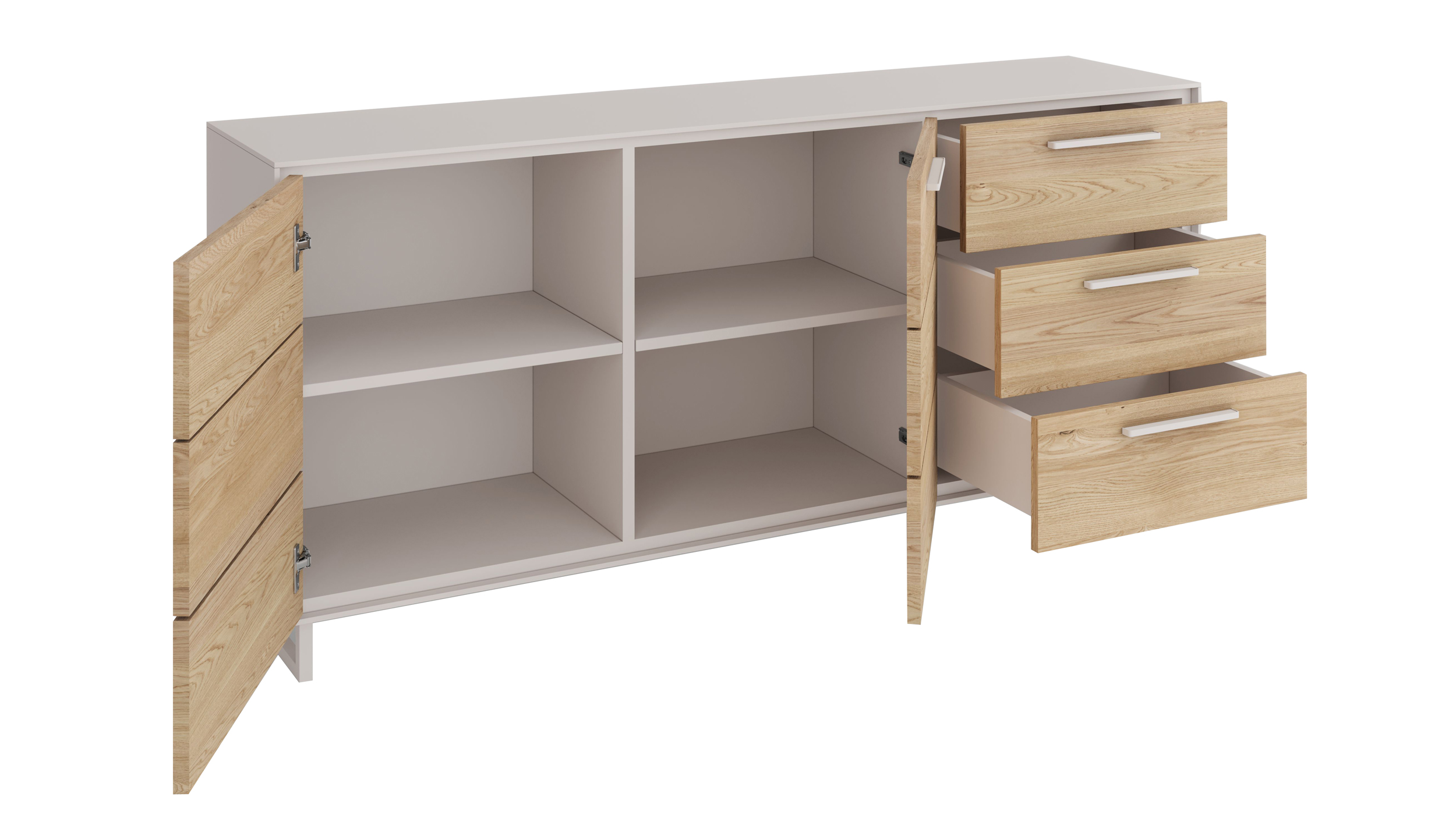 Sideboard mit 3 Schubladen Eiche teilmassiv geölt 163 cm - KAI 