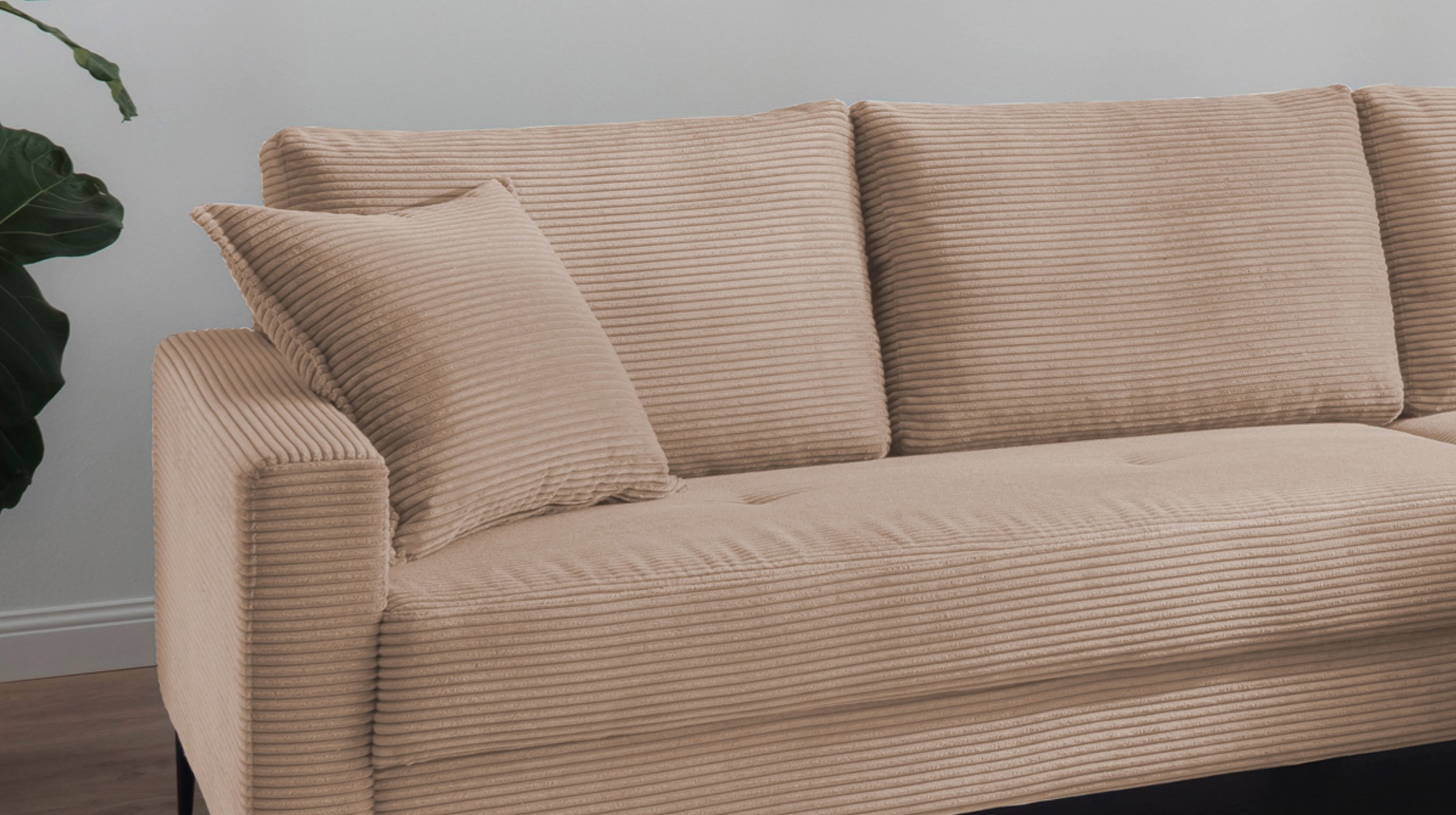 Ecksofa Cord caramel 276 x 173 cm - SUMMER