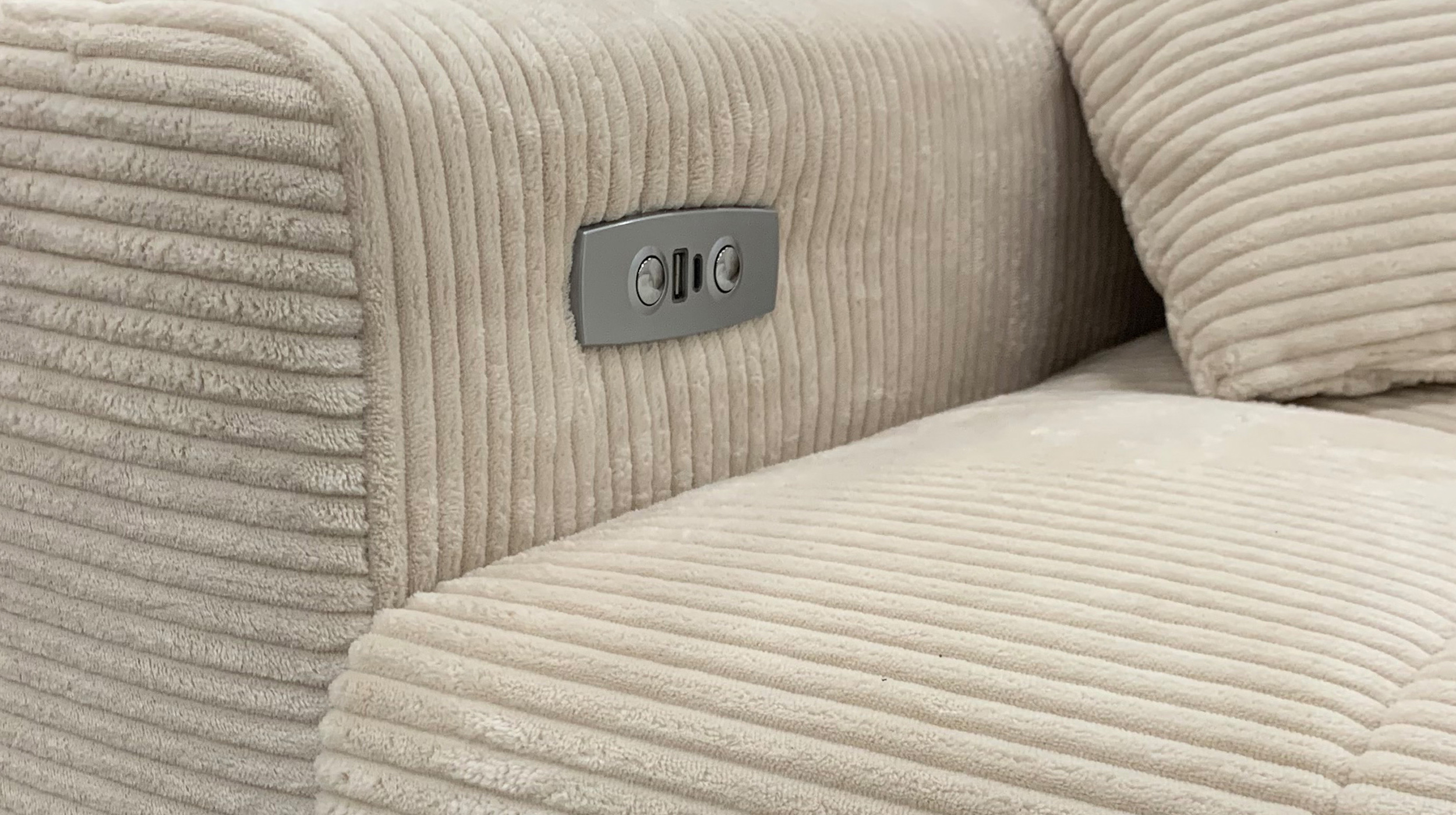Ecksofa Cord beige ausziehbar - Sitztiefenverstellung 256 cm - OT rechts - SIMPLE Ecksofa Cord beige ausziehbar - Sitztiefenverstellung 256 cm - OT rechts - SIMPLE