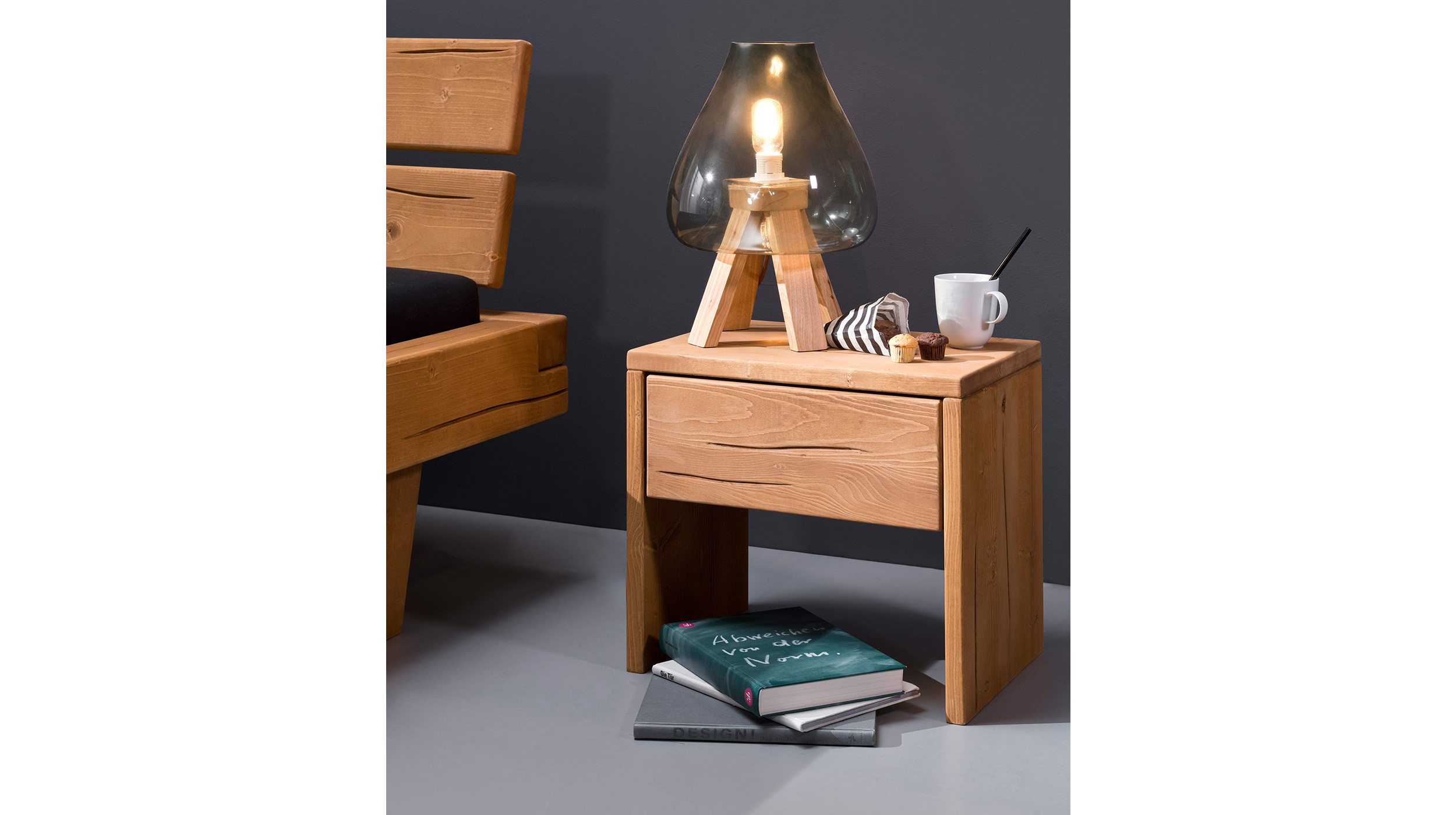 Nachttisch Fichte massiv 50 x 46 cm - mit Schublade - BENKA  Nachttisch Fichte massiv 50 x 46 cm - mit Schublade - BENKA