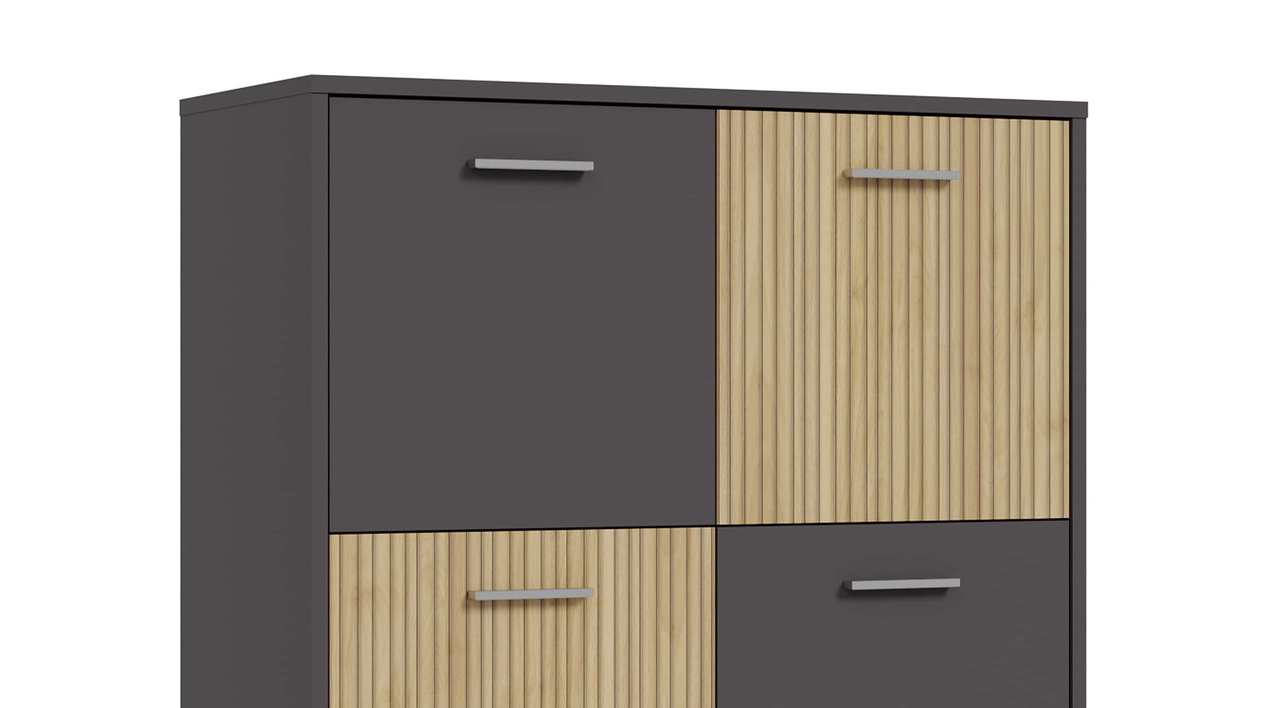 Highboard 6 Türen anthrazit - Artisan Eiche 140 cm - QUADRO