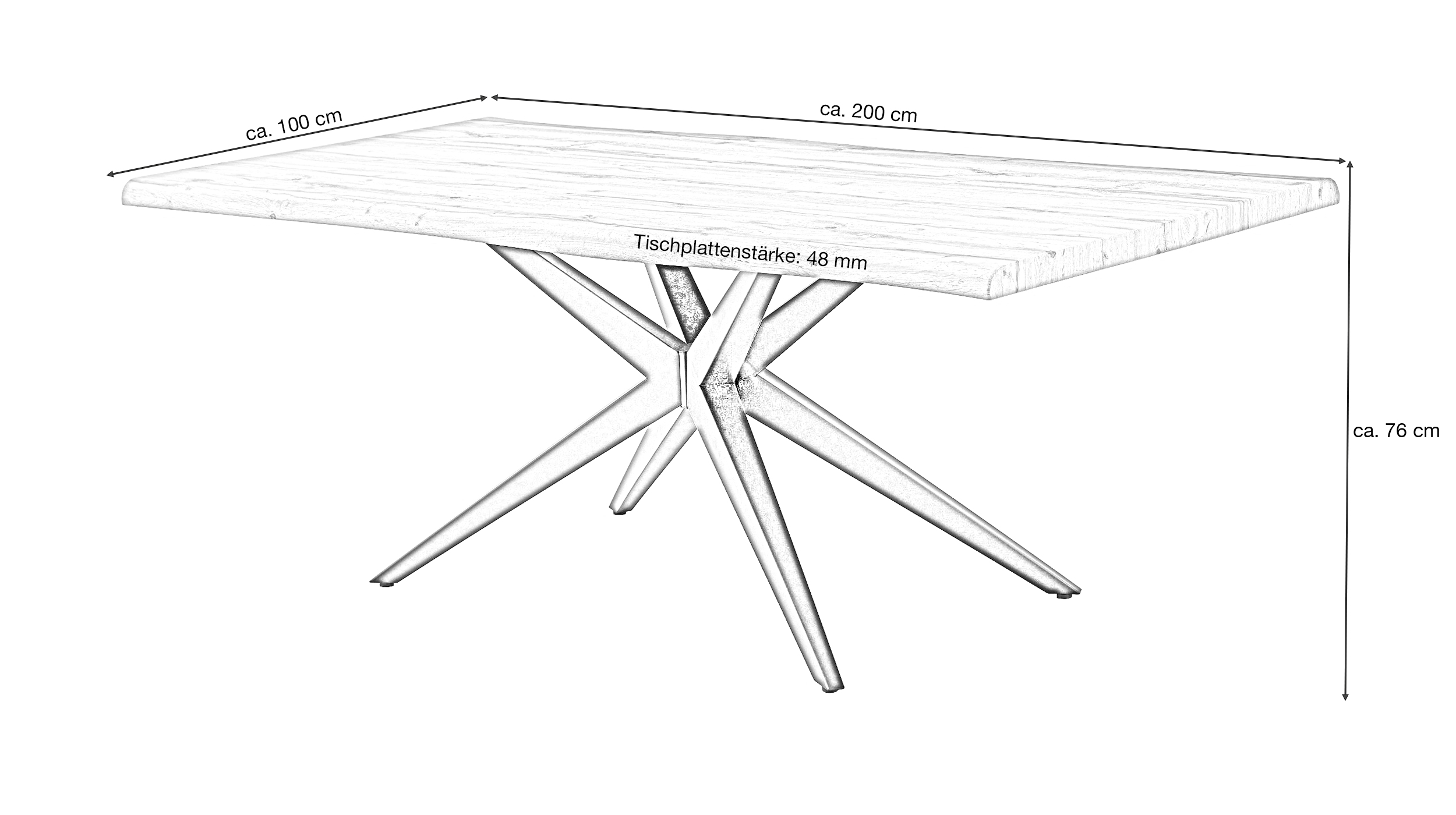 Esstisch 200 x 100 cm Wildeiche Holzdekor - AMARA