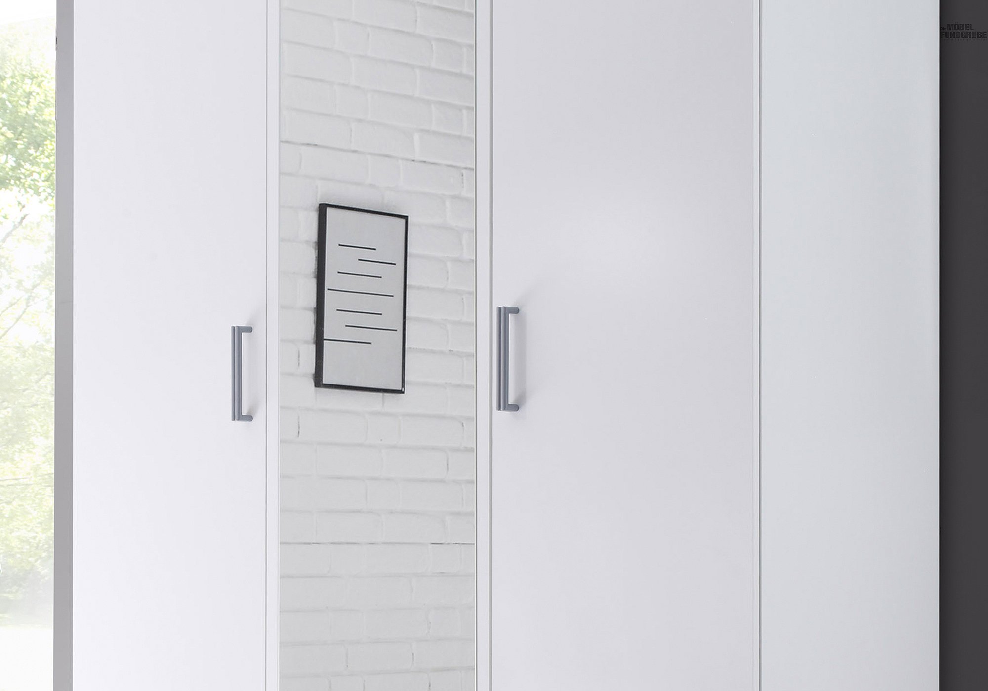 Kleiderschrank mit Spiegel - weiß - 120 cm - KARL