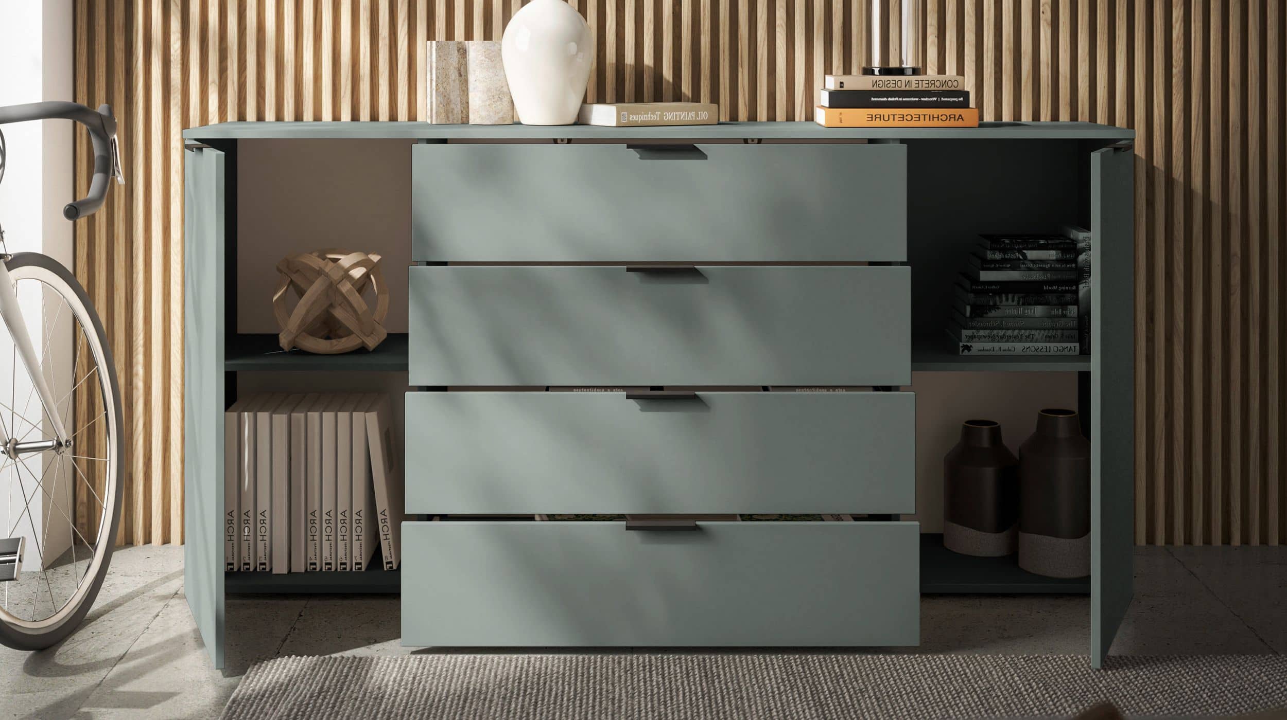 Sideboard mit 4 Schubladen grün 180 cm - LINZ