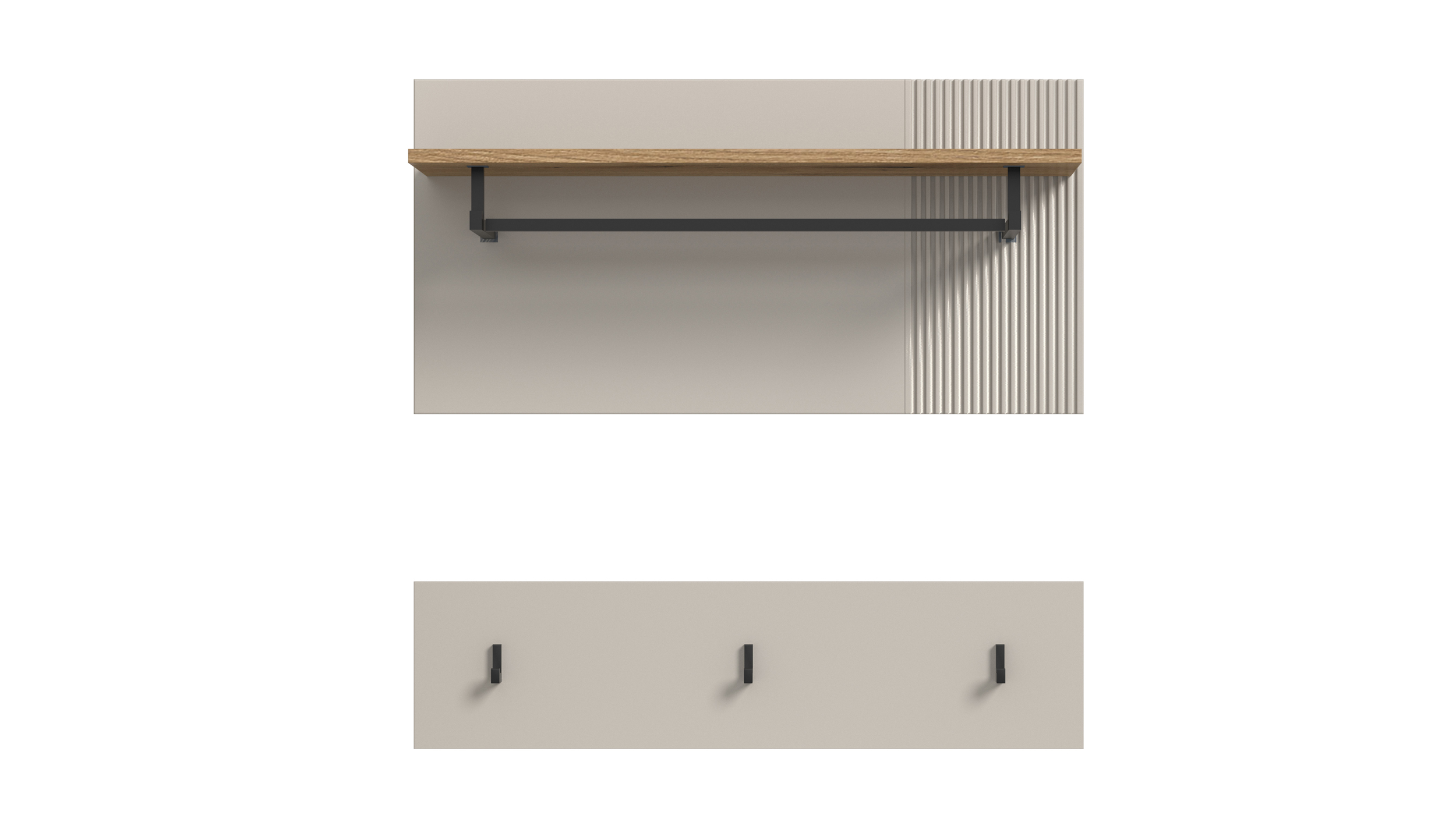 Wandgarderobe Paneele Beige Eiche 80 cm - 2-teilig - SLIDE