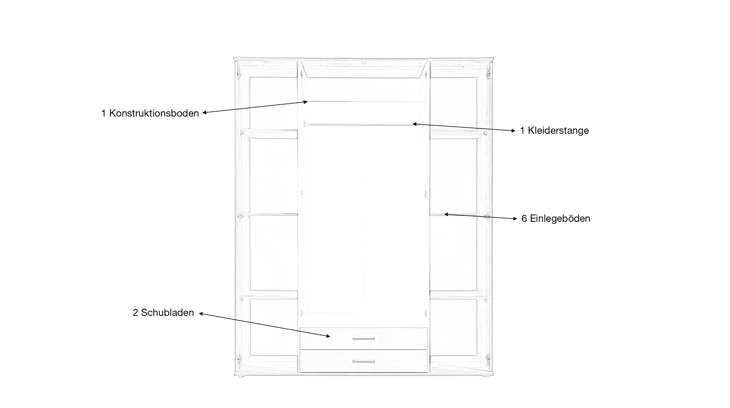Kleiderschrank mit Spiegel 159 cm - beige - Eiche - 4-türig - CHICAGO