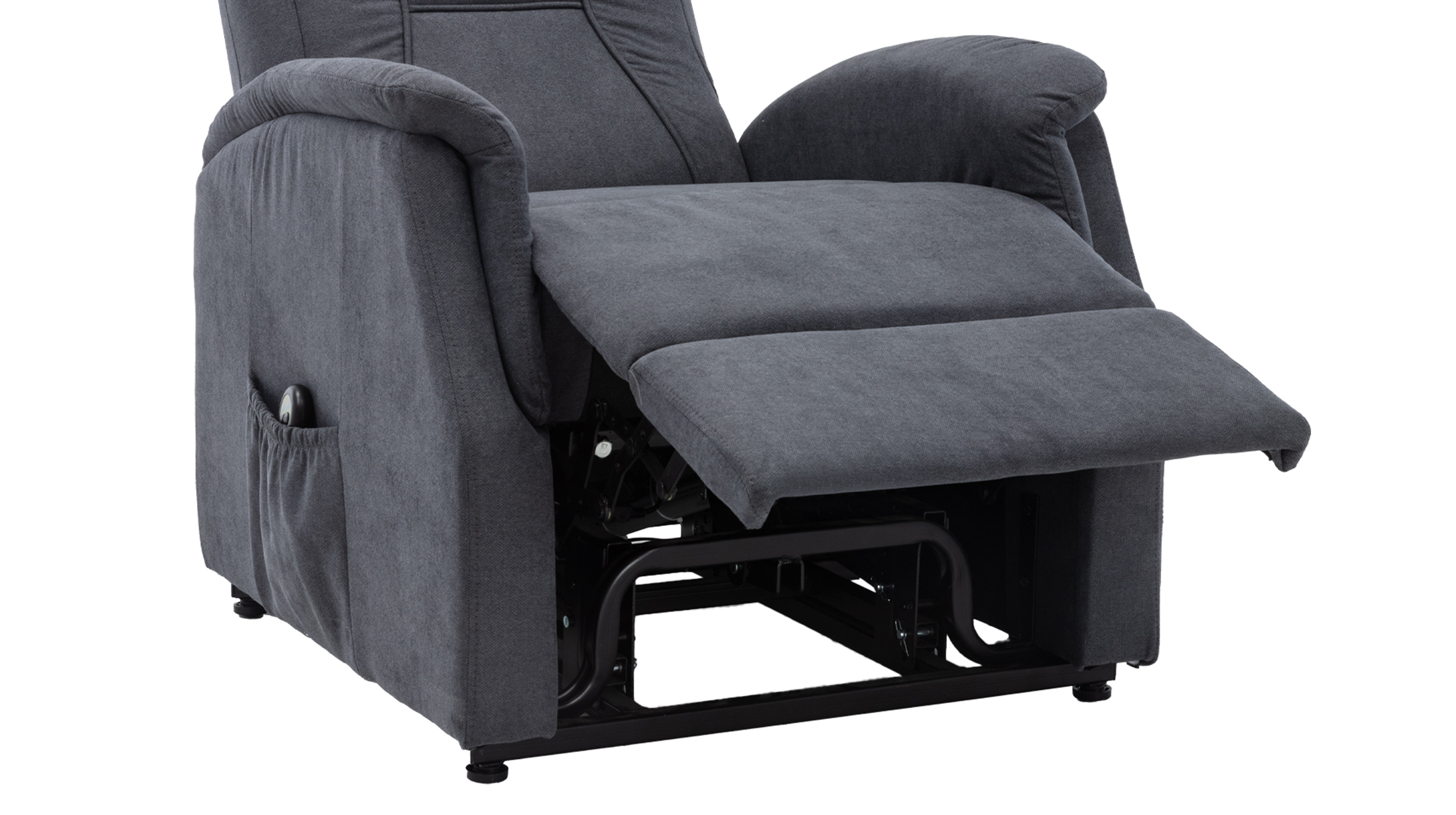 Fernsehsessel grau Samtbezug mit Motor und Aufstehhilfe - LEANA