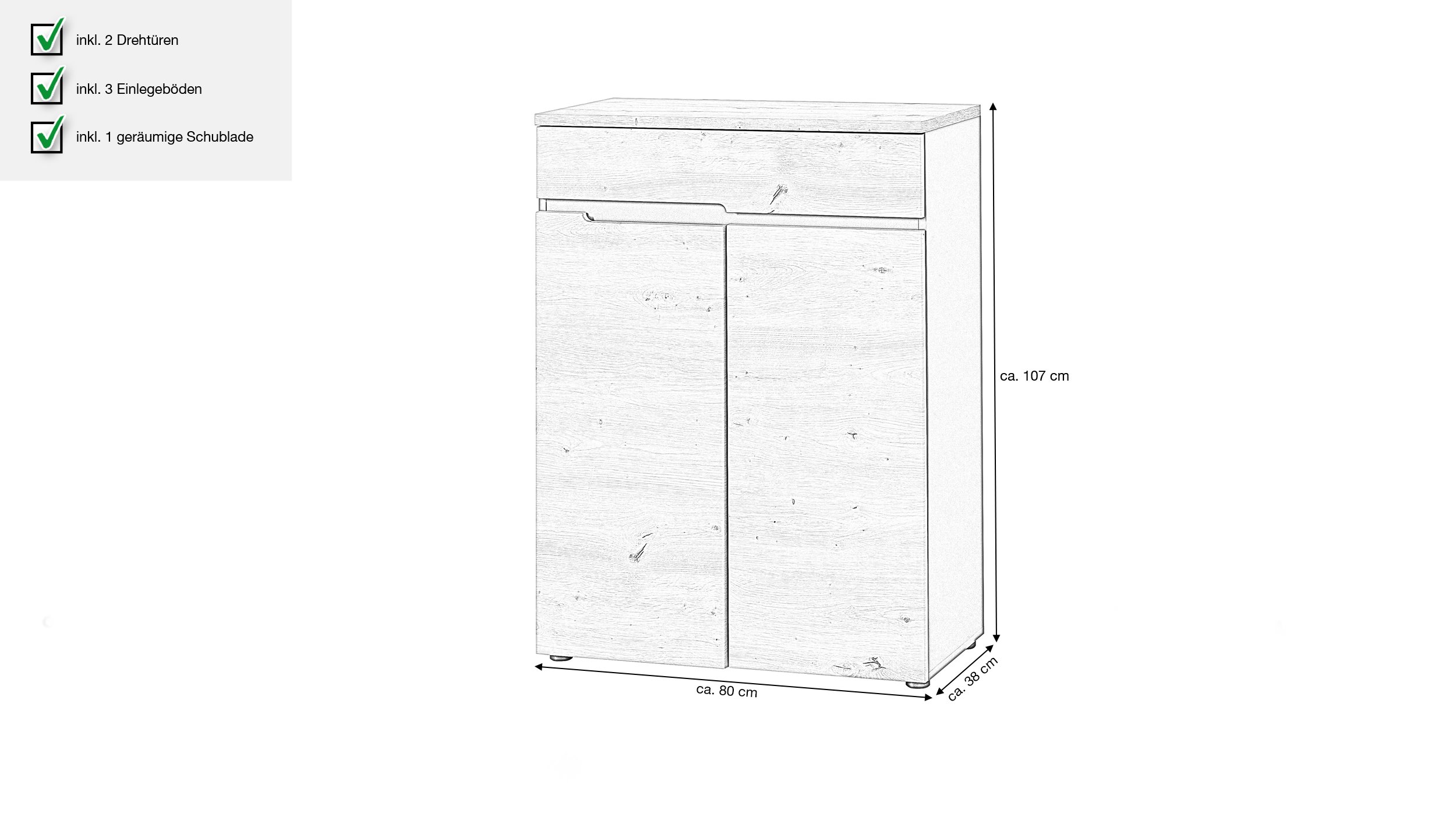 Schuhschrank mit Schublade Artisan Eiche 80 x 107 cm - MEMPHIS
