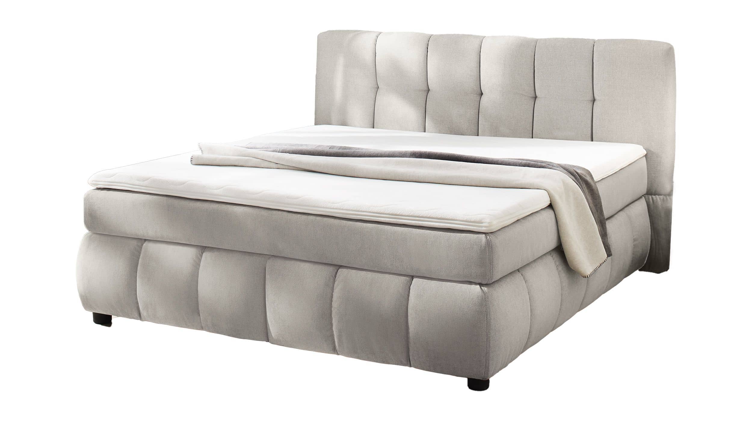 Boxspringbett 180 x 200 cm grau-beige Stoffbezug - CORA 