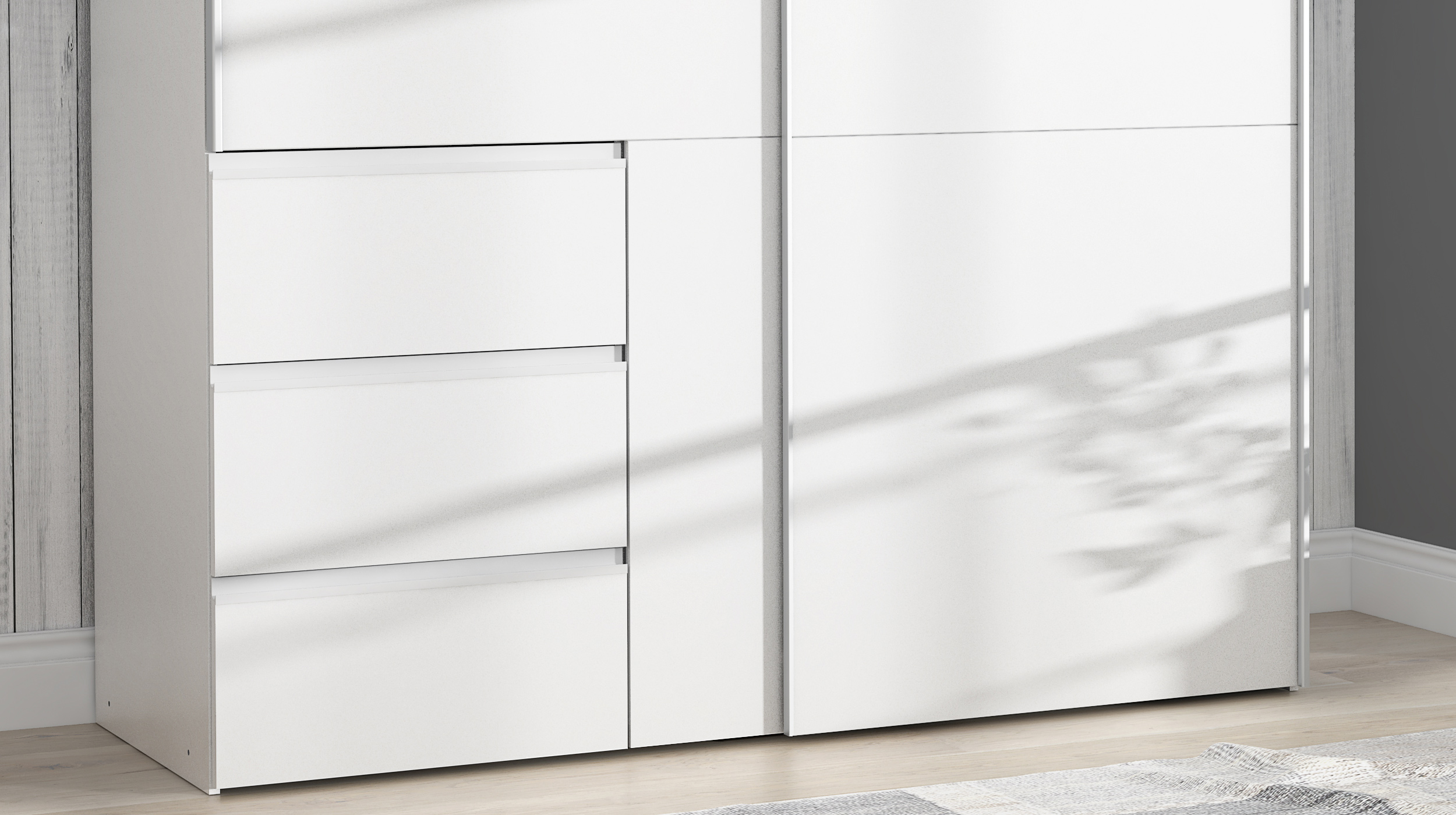 Schwebetürenschrank weiß Kleiderschrank 170 cm - WINN