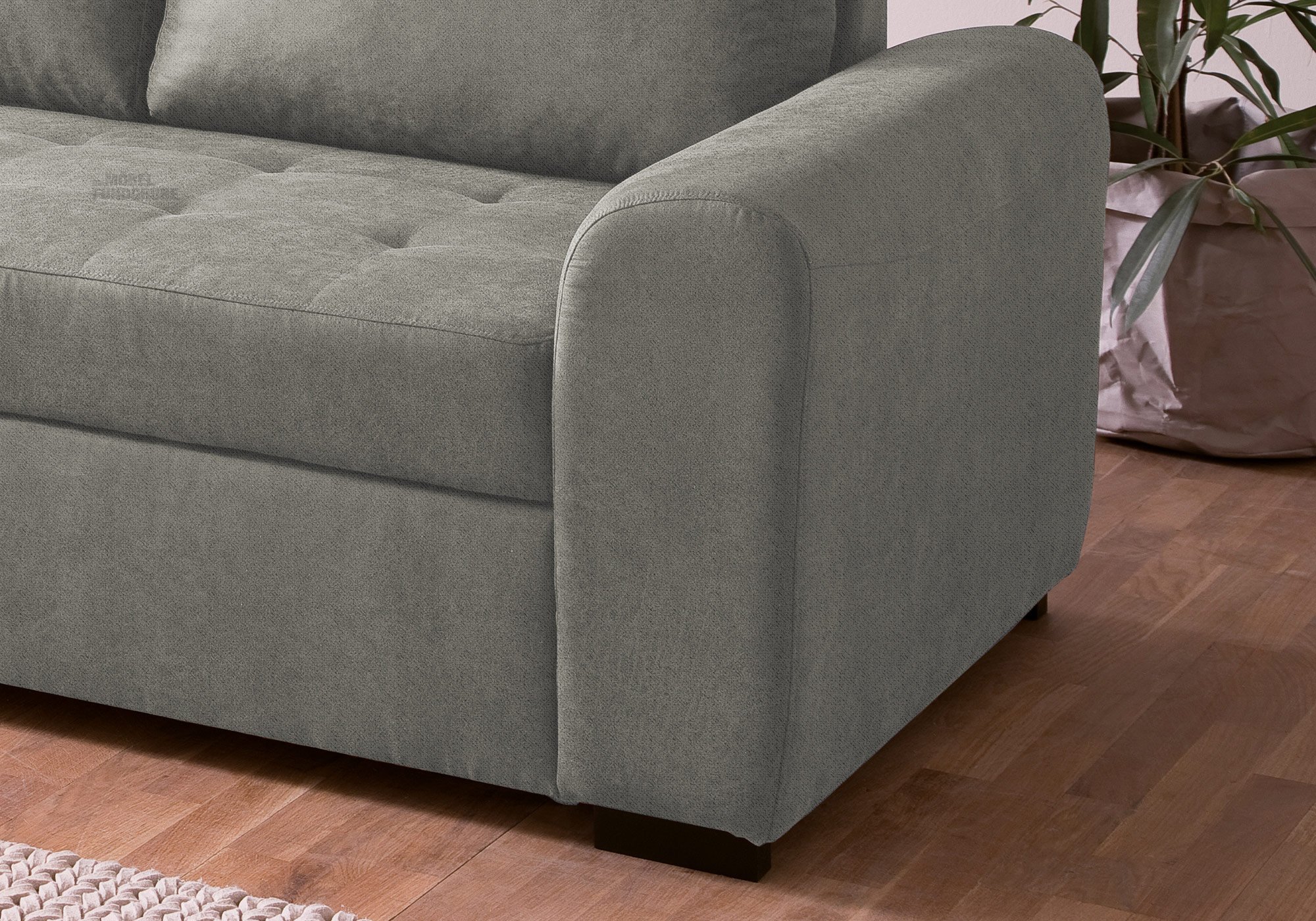 Ecksofa mit Schlaffunktion grau 243 x 155 cm Bettkasten POLL