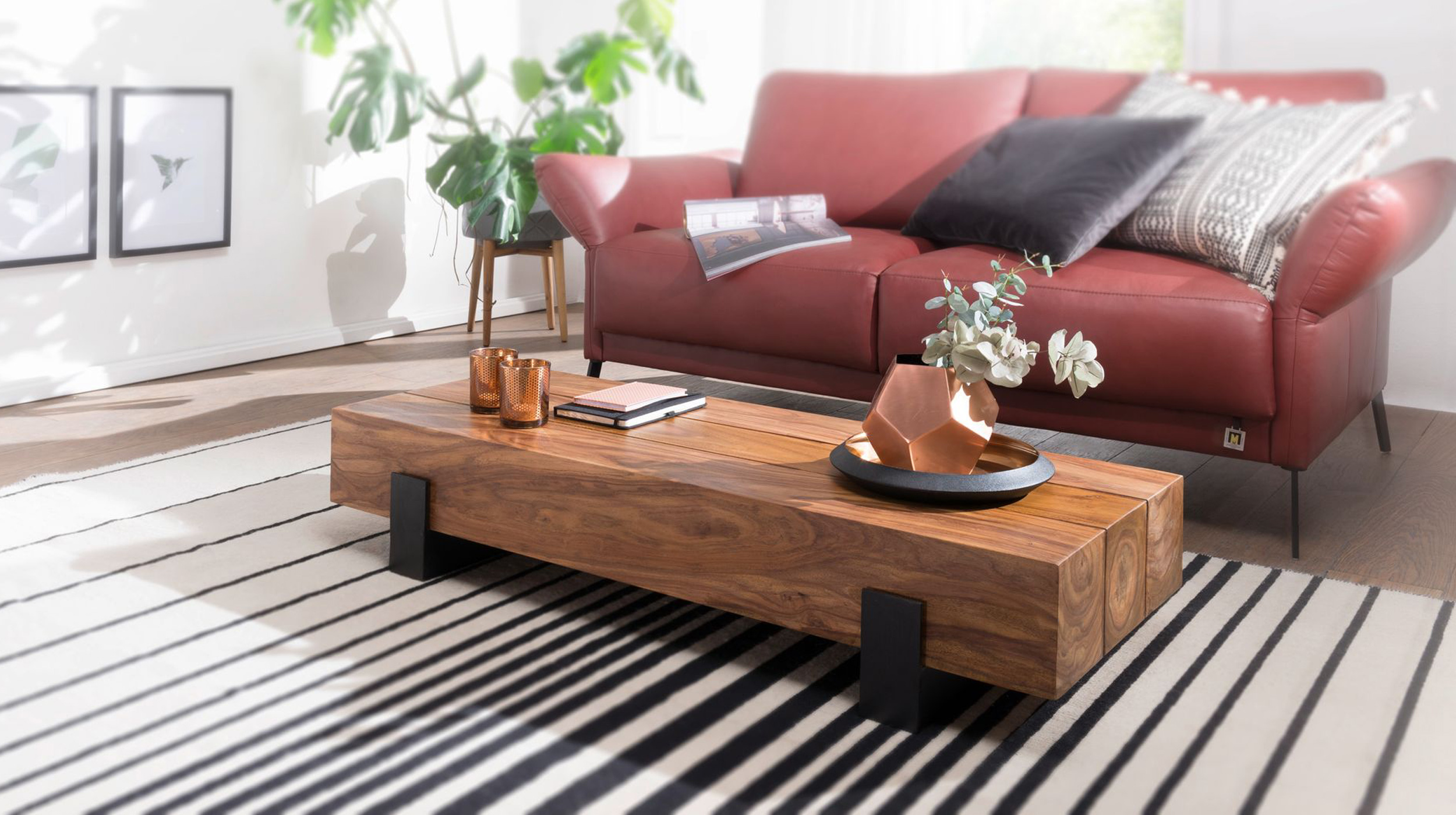 Couchtisch Sheesham massiv 115 x 44 cm - BÖRGE