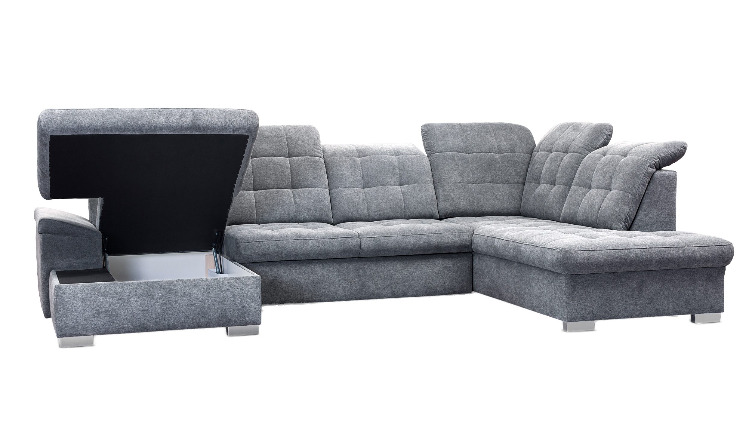 Wohnlandschaft grau Schlaffunktion - 330 cm - Bettkasten - NICOLE
