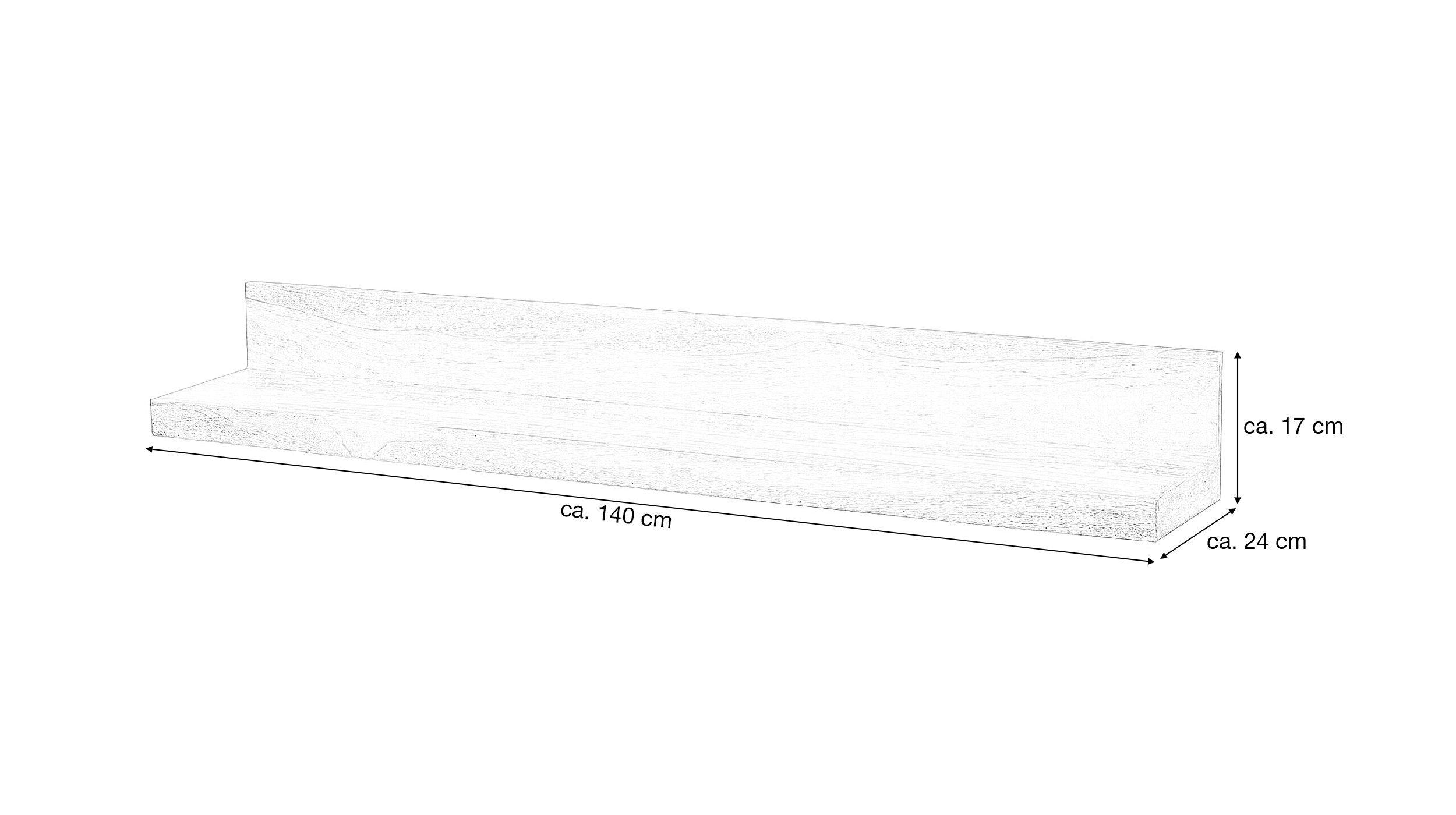 Wandboard Sheesham massiv gebeizt - 140 cm - MIKKEL