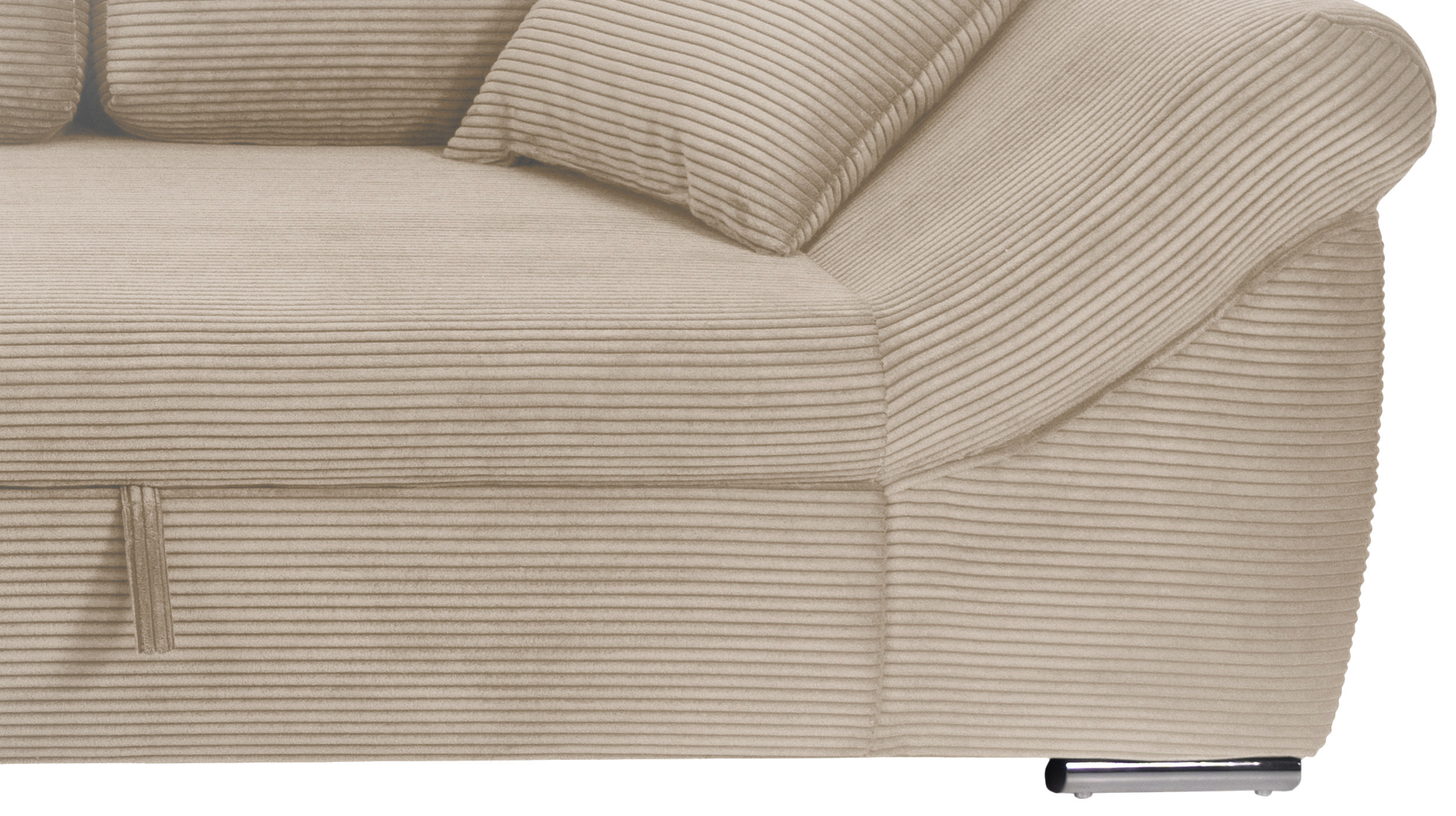 Ecksofa Schlaffunktion Bettkasten creme Cord 261 cm - RAMONA
