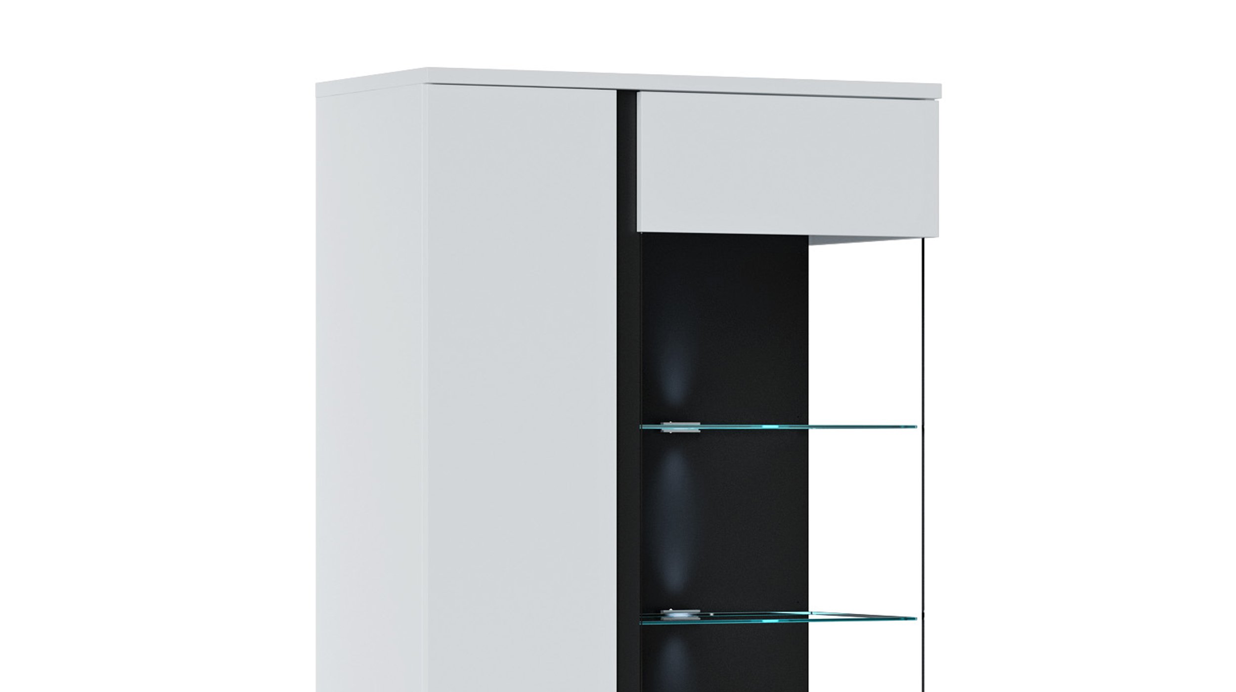 Vitrine mit Glastür alpinweiß - Catania Eiche Breite 84 cm - NOVENA